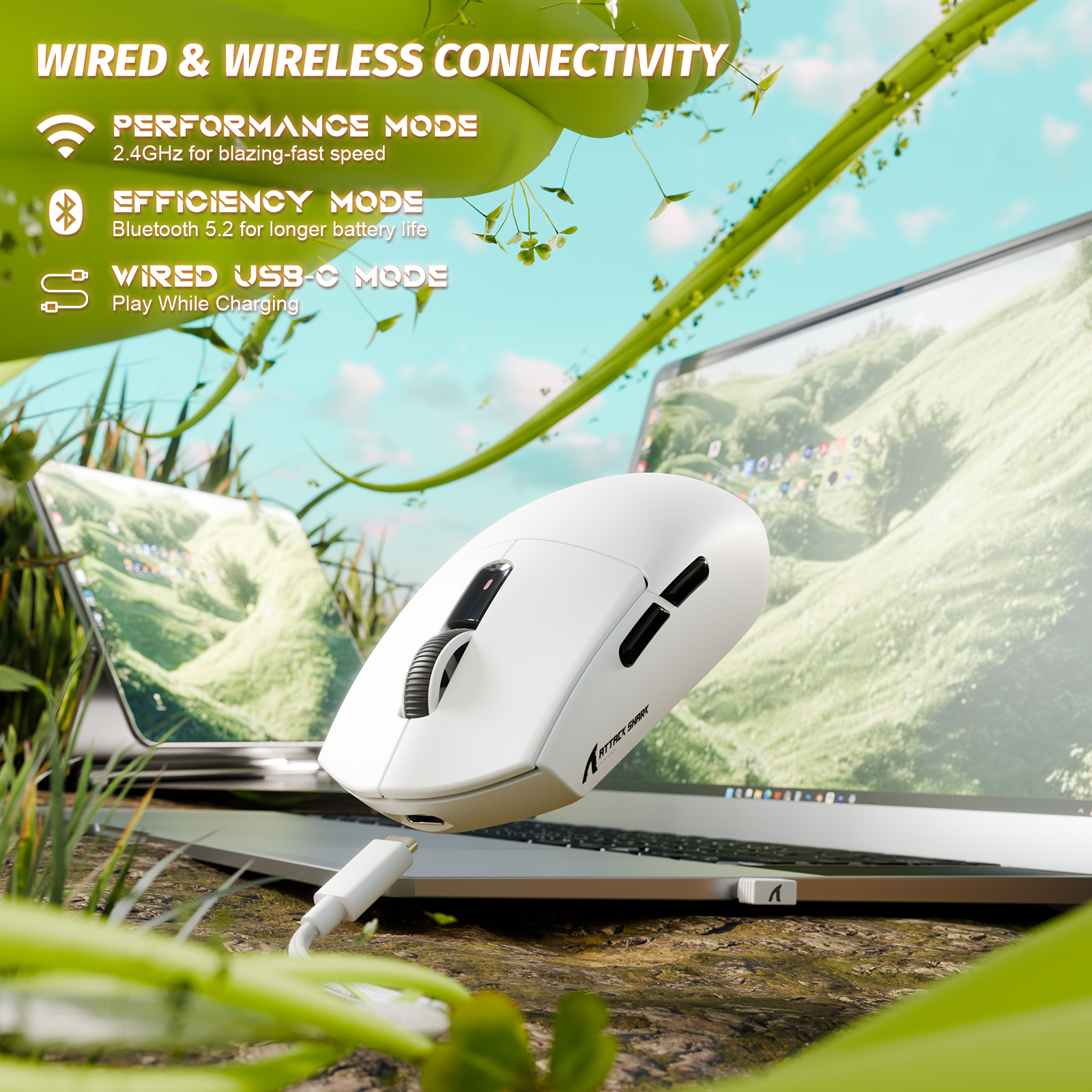 ATTACK SHARK G3 Tri-mode Wireless Gaming Mouse 25000 DPI Ultra Lightweight