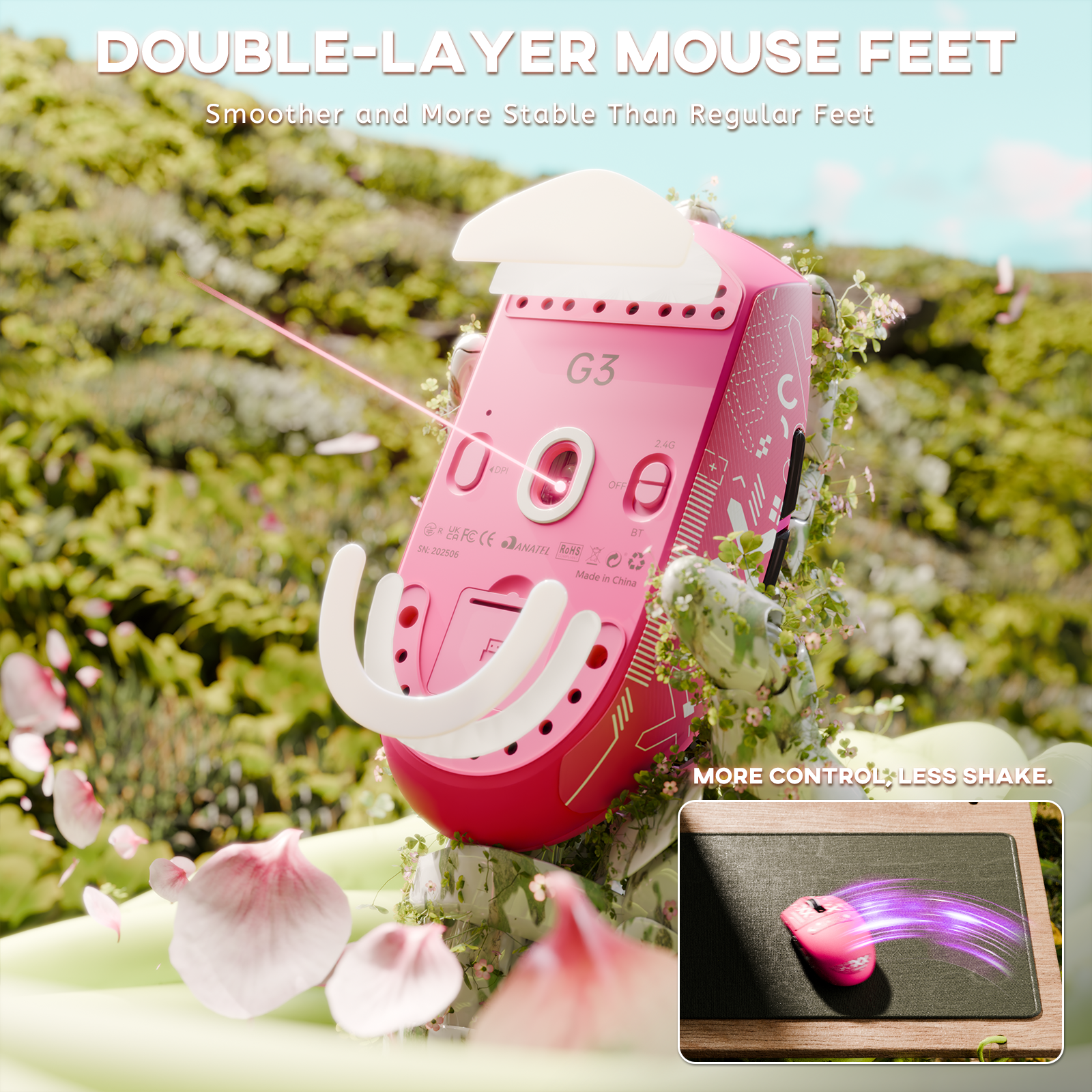 ATTACK SHARK G3 Tri-mode Wireless Gaming Mouse 25000 DPI Ultra Lightweight