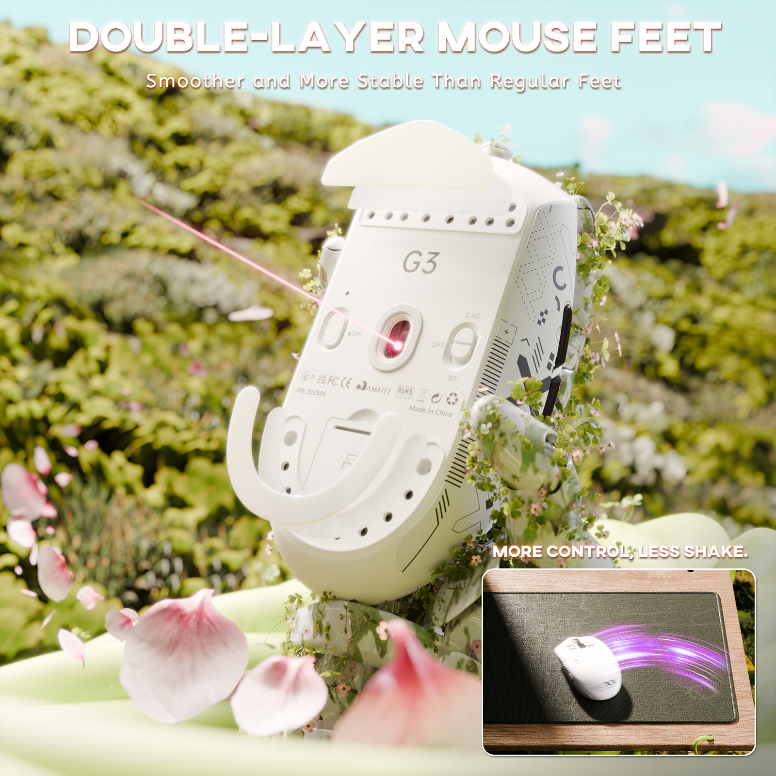 ATTACK SHARK G3 Tri-mode Wireless Gaming Mouse 25000 DPI Ultra Lightweight