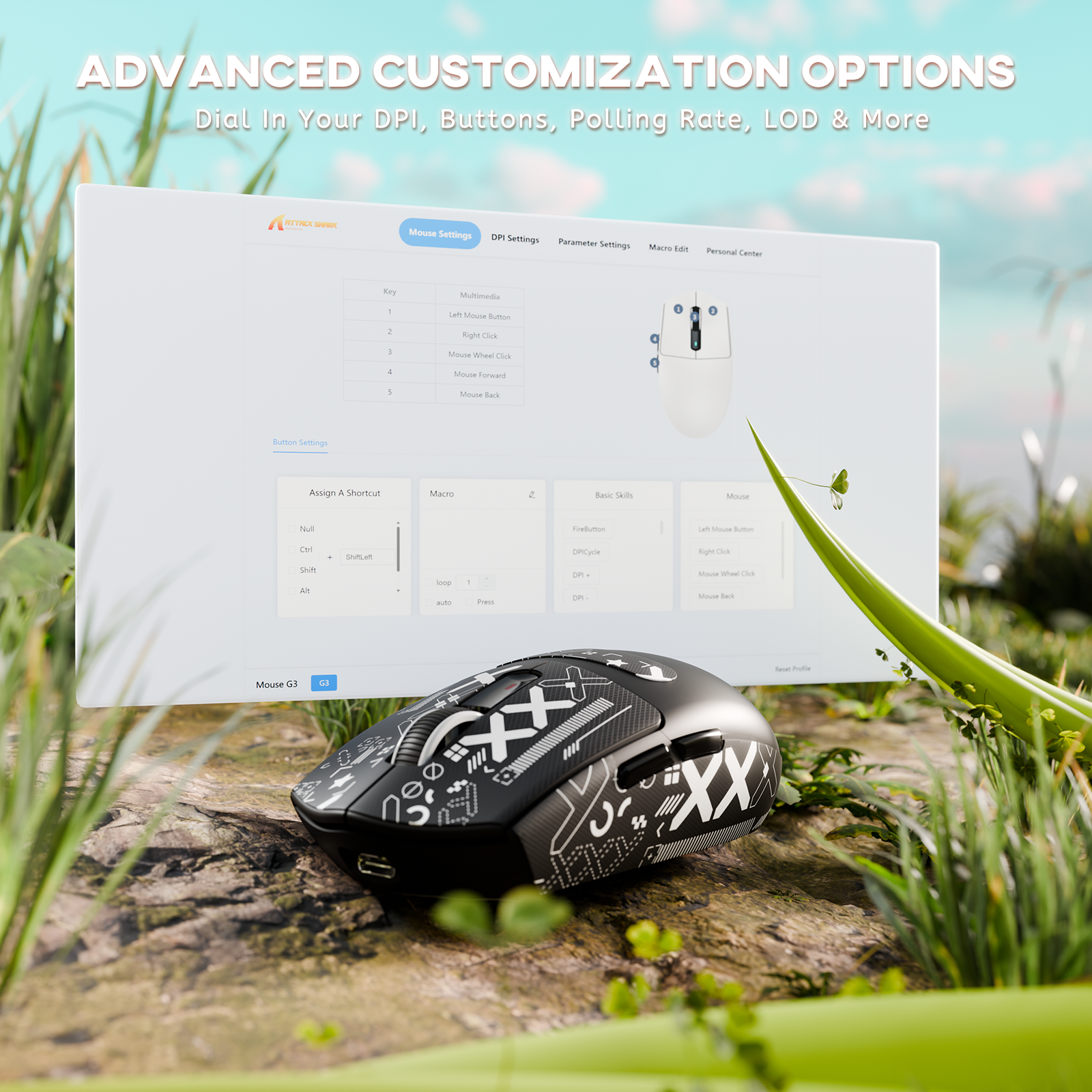 ATTACK SHARK G3 Tri-mode Wireless Gaming Mouse 25000 DPI Ultra Lightweight