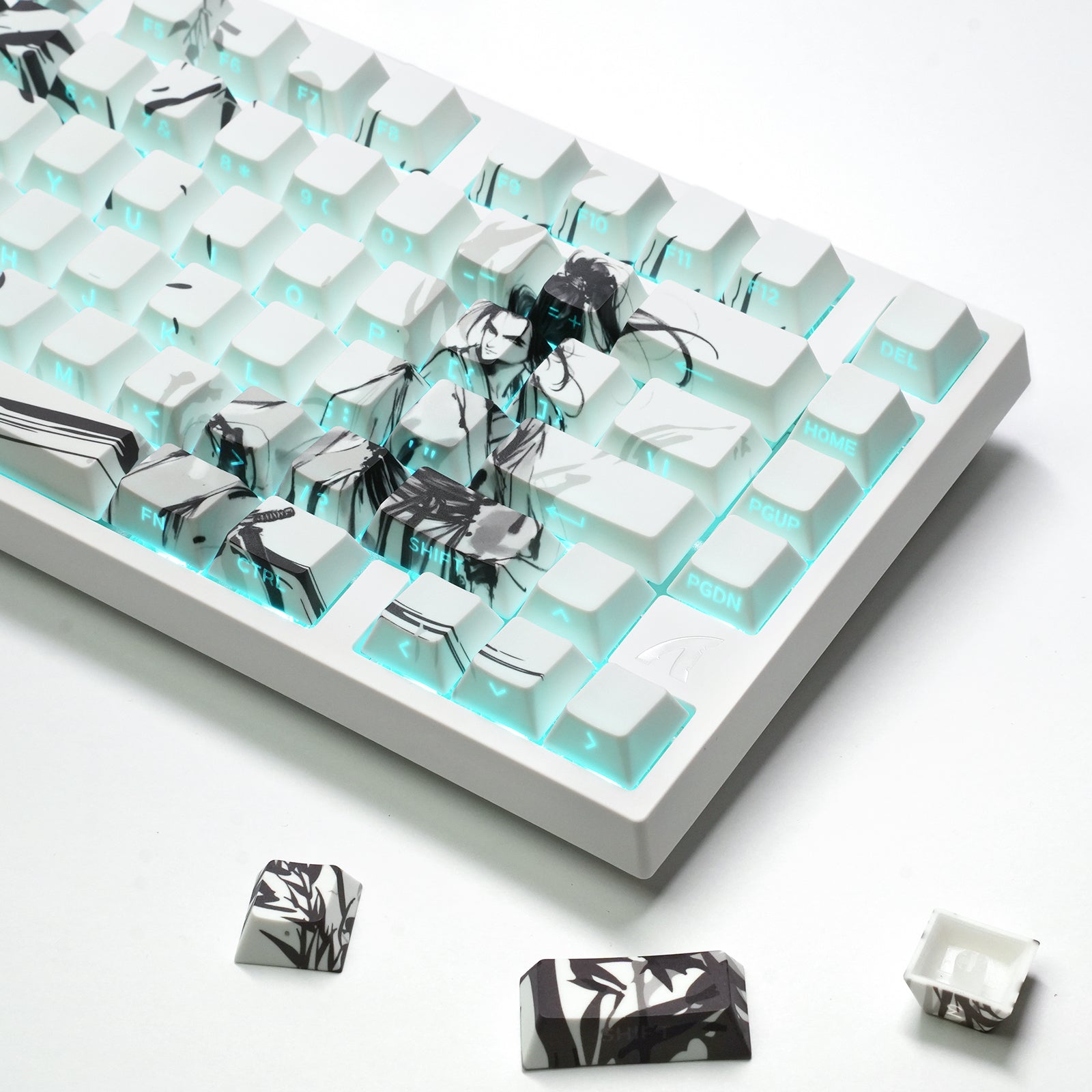 ATTACK SHARK SK02 129 toetsen PBT-keycaps met opdruk aan de zijkant, ANSI/ISO, Dolende Ridder