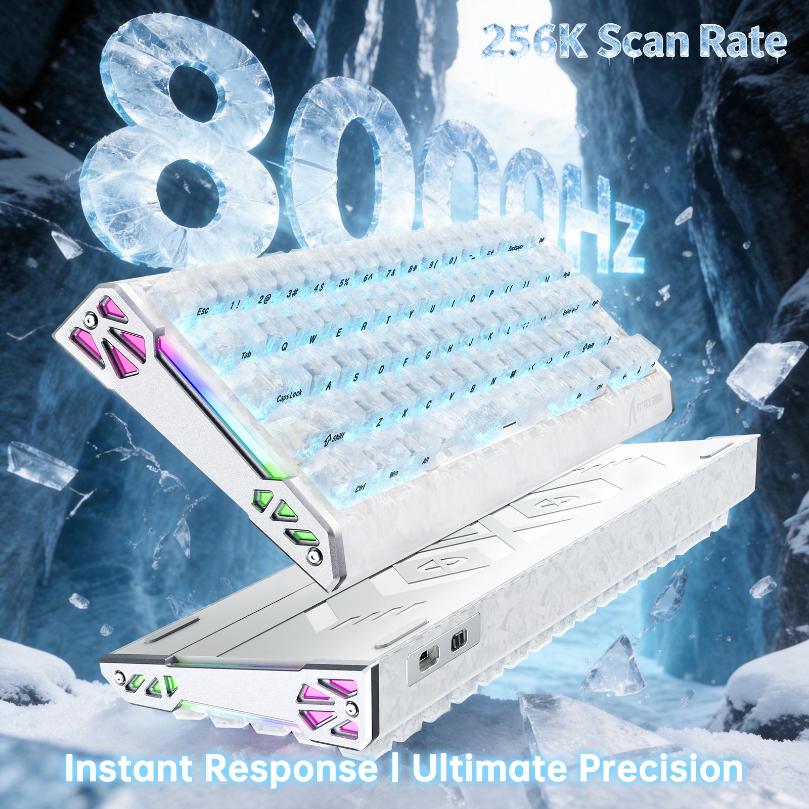 ATTACK SHARK R68 HE Carbon Fiber Wired Rapid Trigger Magnetic Switch Keyboard With C01 Ultra RGB Coiled Cable