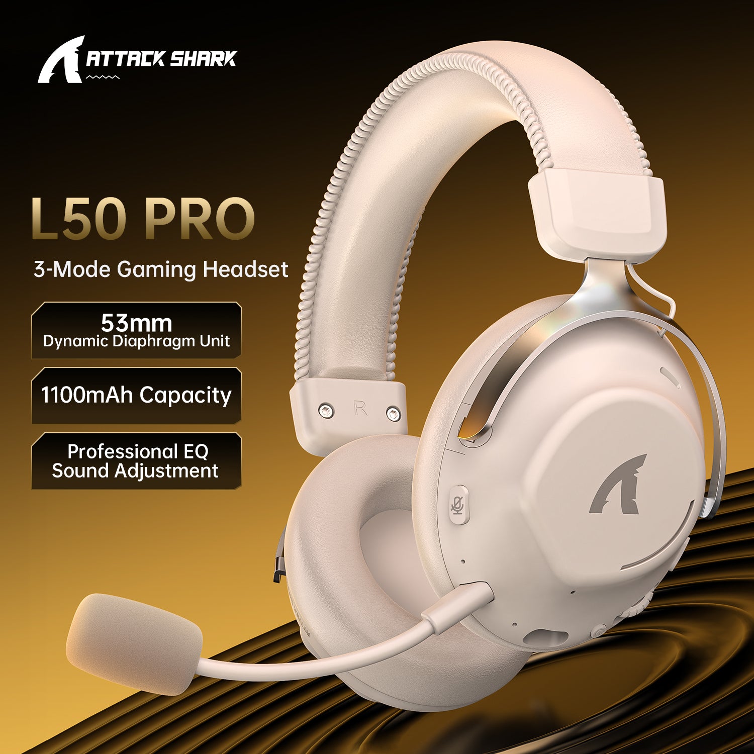 ATTACK SHARK L50PRO Draadloze Gaming Headset met Tri-Mode Verbinding