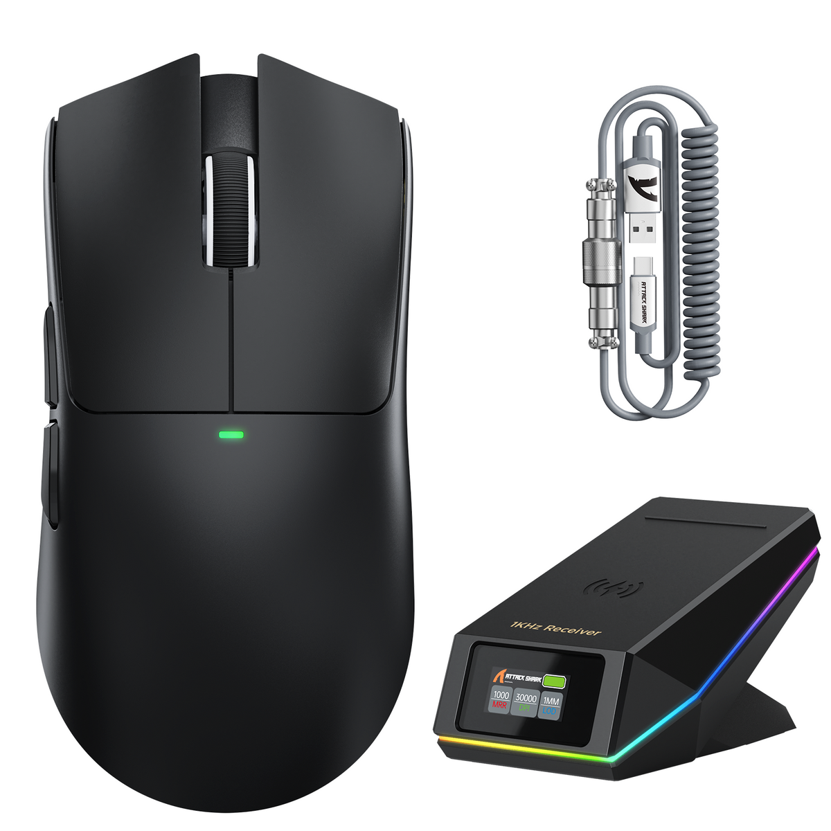 ATTACK SHARK X11 PRO V2 Draadloze Gaming Muis met TFT Display Oplaadstation met C06 Opgerolde Kabel