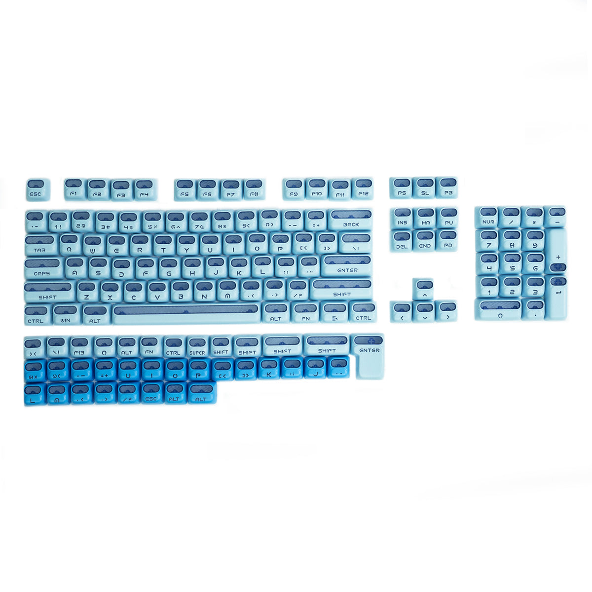 ATTACK SHARK SK07 131 toetsen Prism Shine-Through-toetskappen, ANSI, wit