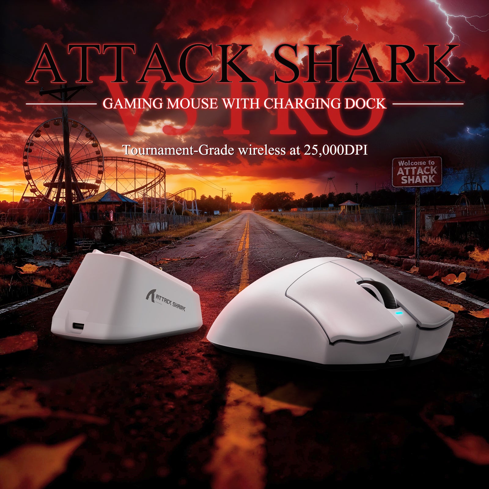 ATTACK SHARK V3PRO Ultra-Lichte Driemodi Gaming Muis met Oplaaddock