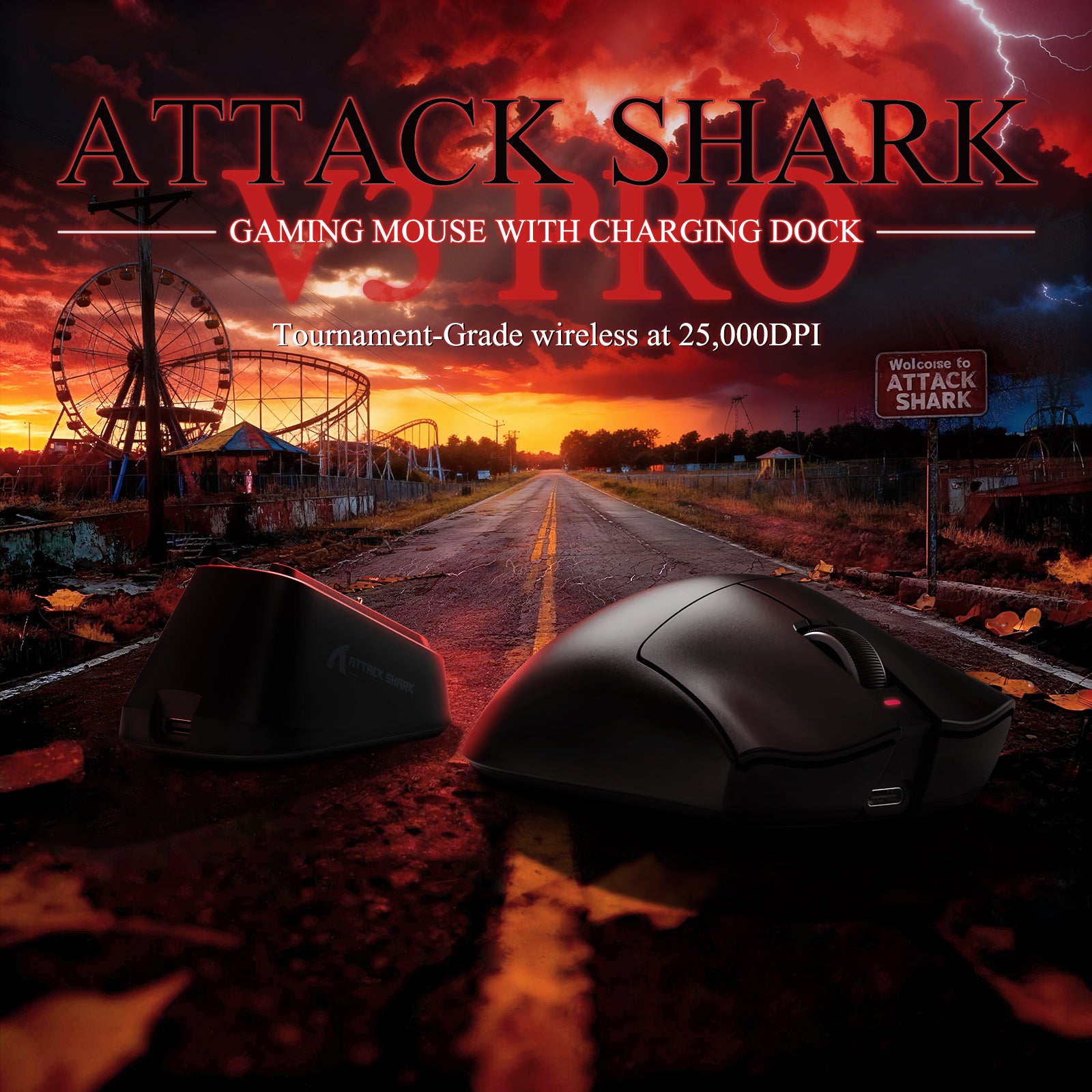 ATTACK SHARK V3PRO Ultra-Lichte Driemodi Gaming Muis met Oplaaddock
