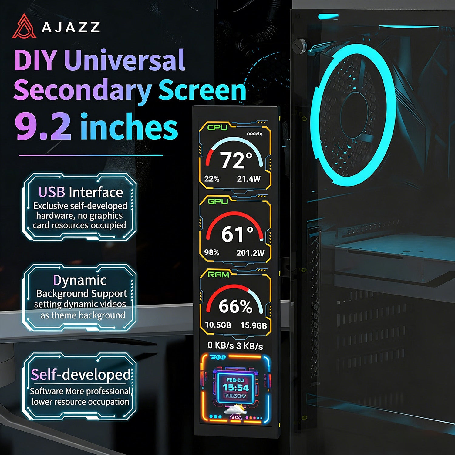 ATTACK SHARK x AJAZZ 9,2-inch IPS LCD Monitor