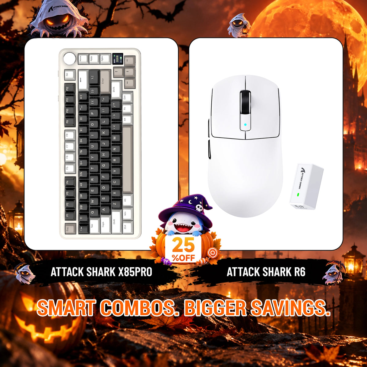 ATTACK SHARK X85 PRO tri-mode mechanisch toetsenbord met gasket-mount + R6 draadloze gamingmuisbundel