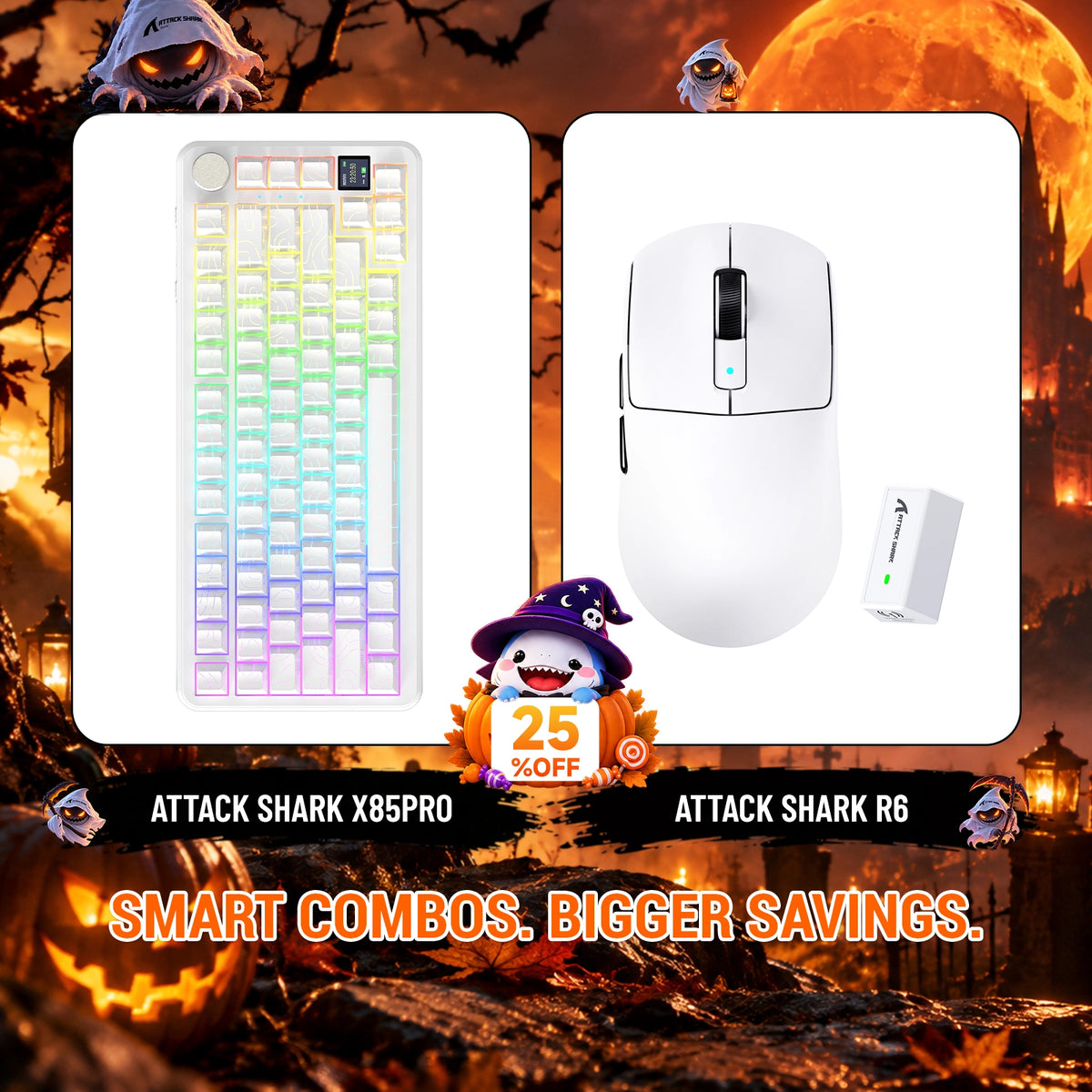 ATTACK SHARK X85 PRO tri-mode mechanisch toetsenbord met gasket-mount + R6 draadloze gamingmuisbundel