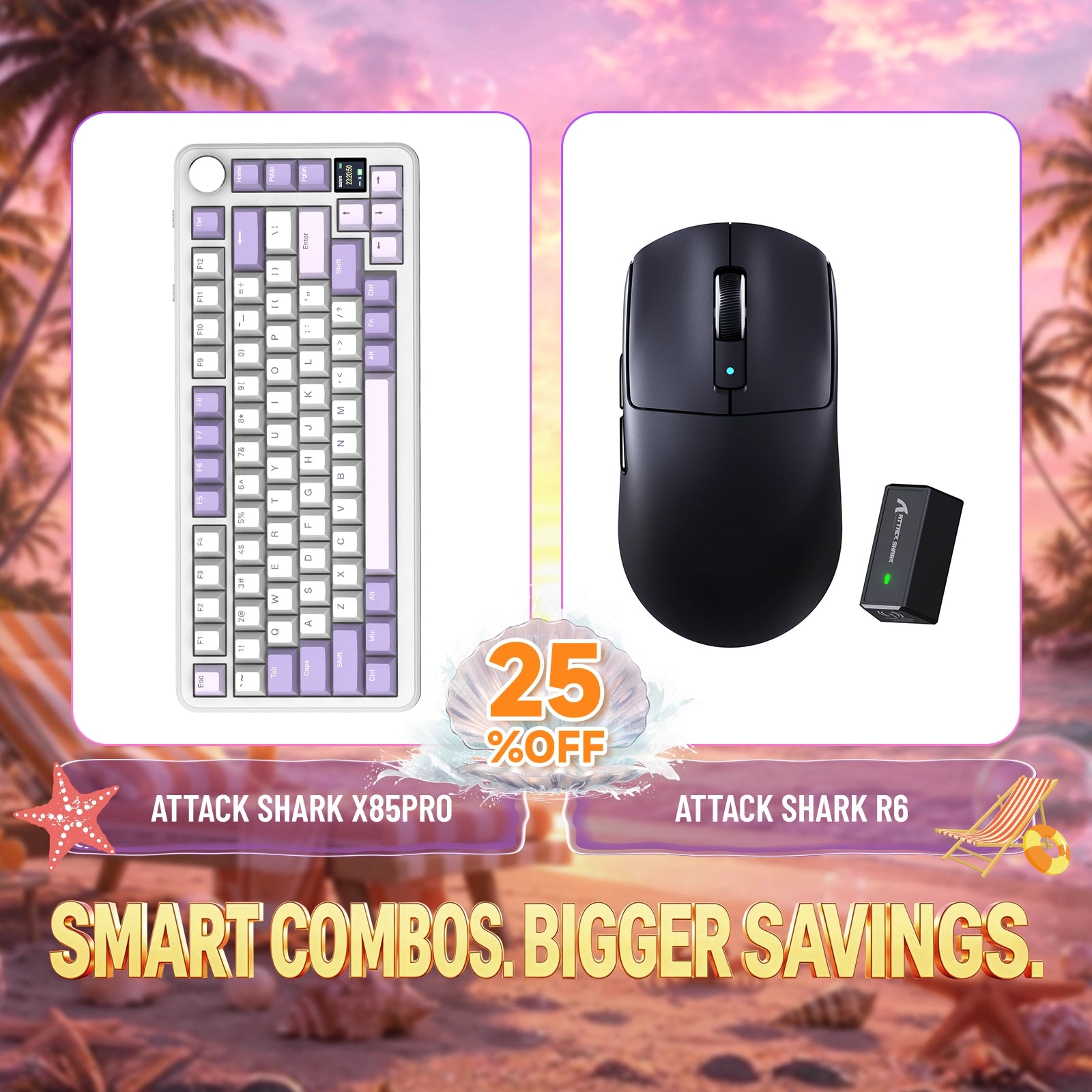 ATTACK SHARK X85PRO Tri-mode Gasket Mechanisch Toetsenbord + R6 Draadloze Gaming Muis Bundel