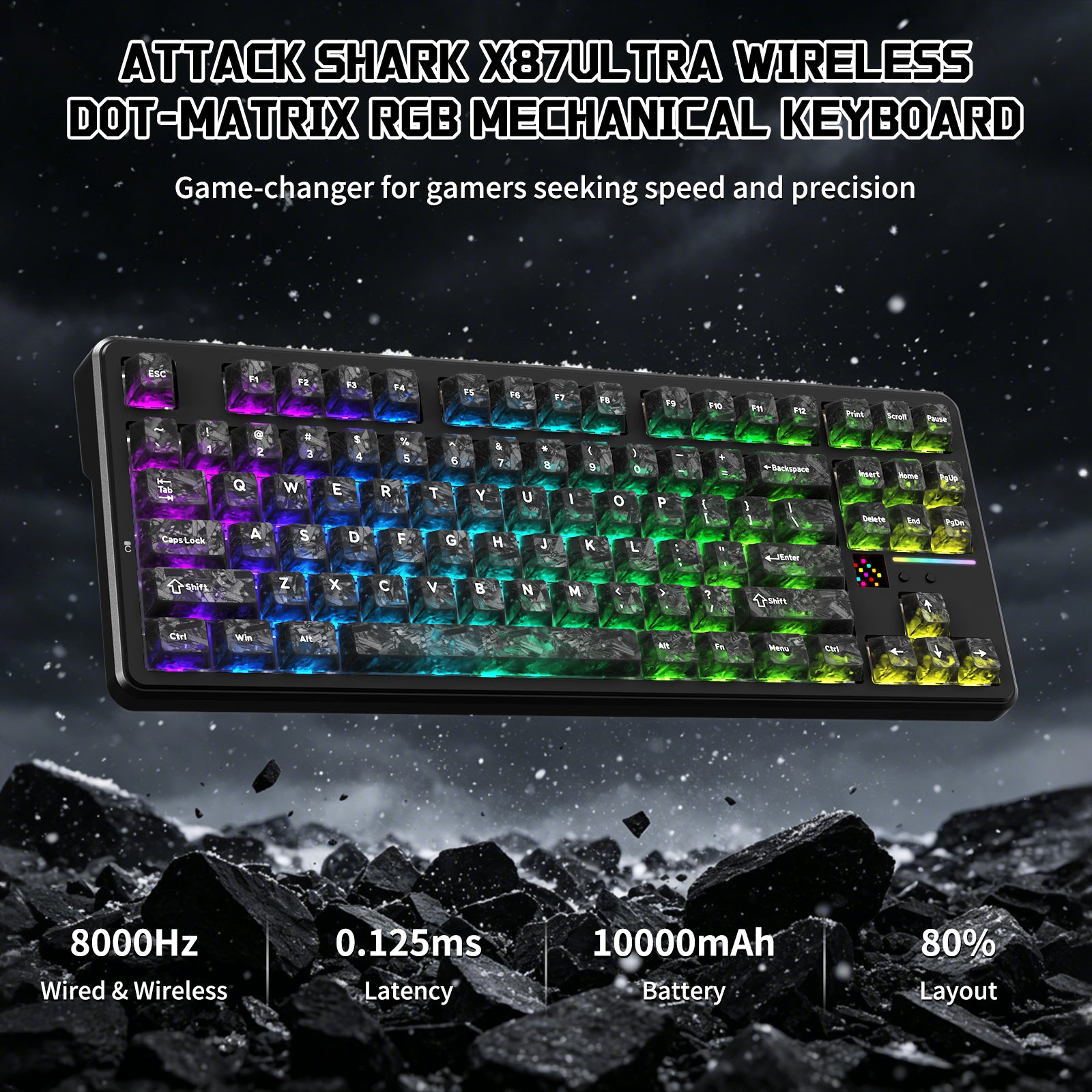 ATTACK SHARK X87 ULTRA Draadloos Mechanisch Toetsenbord Met 8K Draadloze Ontvanger