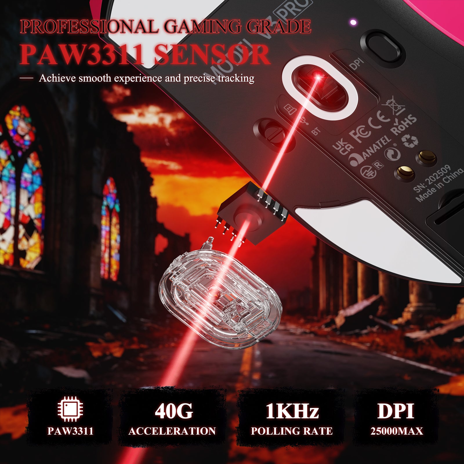 ATTACK SHARK V3PRO Ultra-Lichte Driemodi Gaming Muis met Oplaaddock