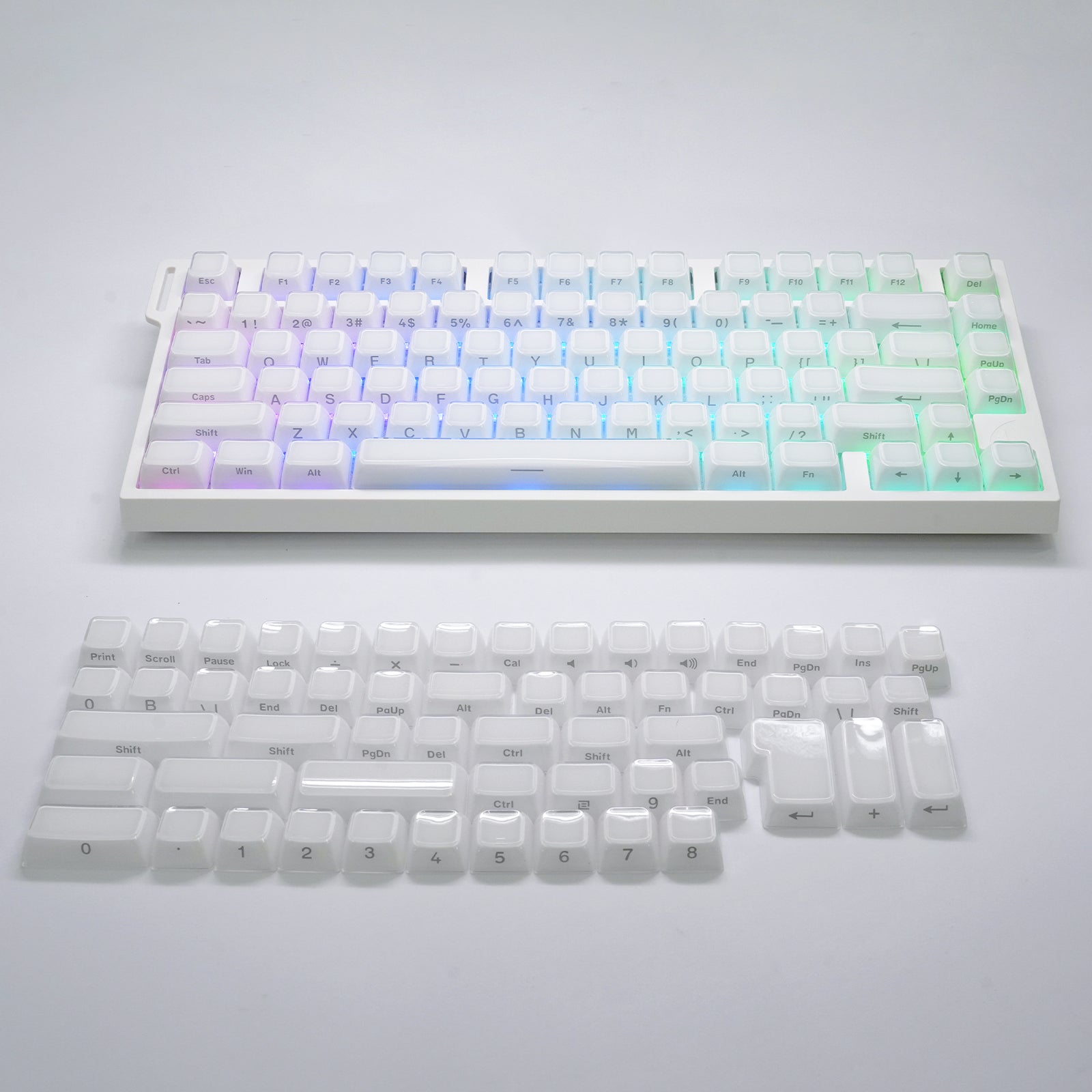 ATTACK SHARK SK03 136 toetsen, kristallen keycaps, ASA-profiel, ANSI/ISO