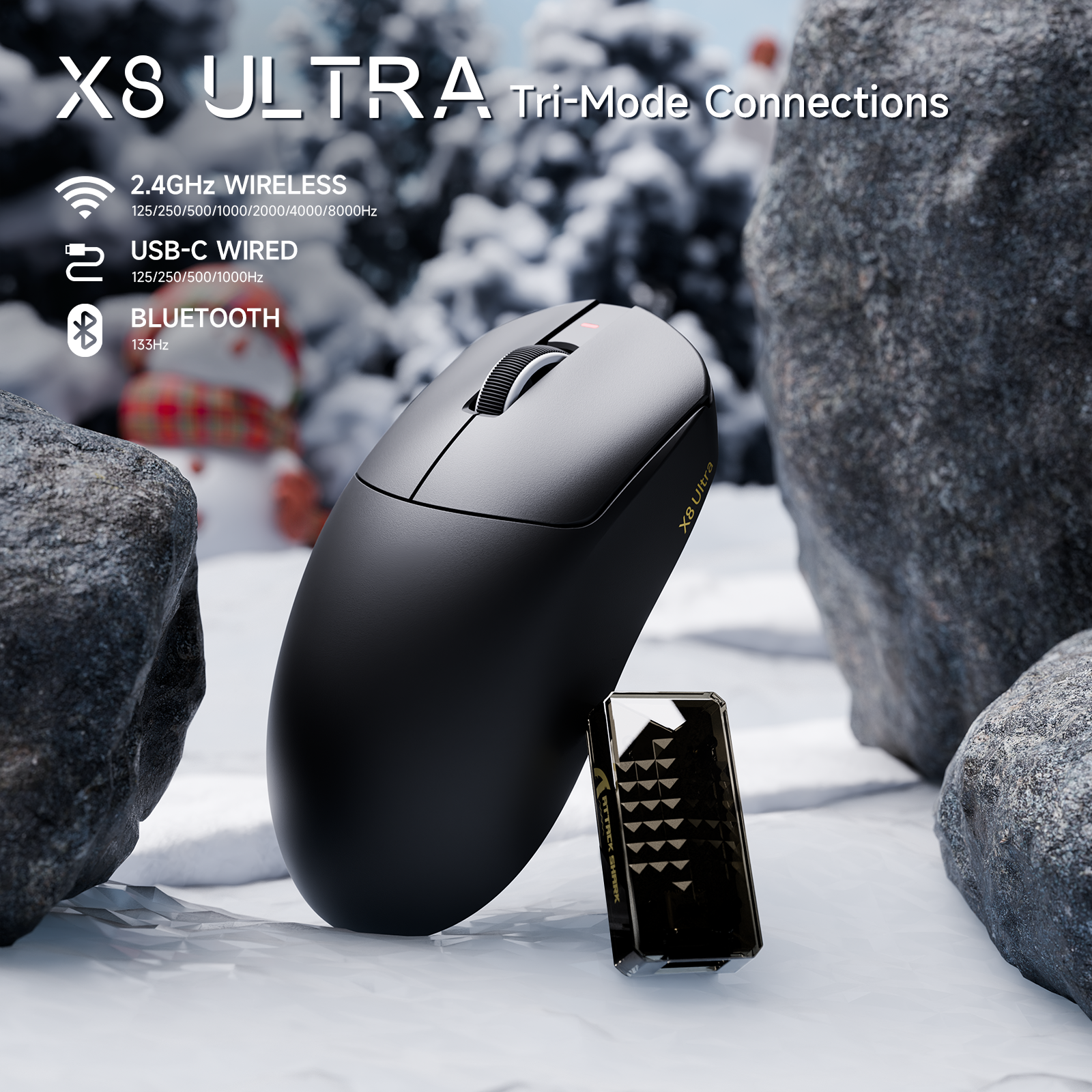 ATTACK SHARK X8 Ultra 8KHz Draadloze Gaming Muis met C06 Ultra Kabel