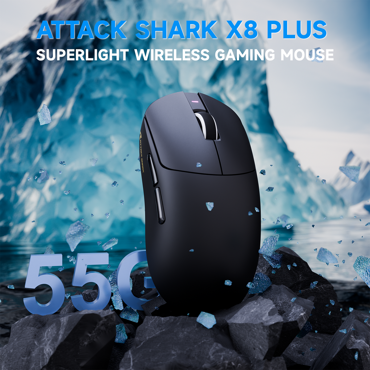 ATTACK SHARK X8 PLUS draadloze gamingmuis met drie modi en C06 ULTRA-kabel