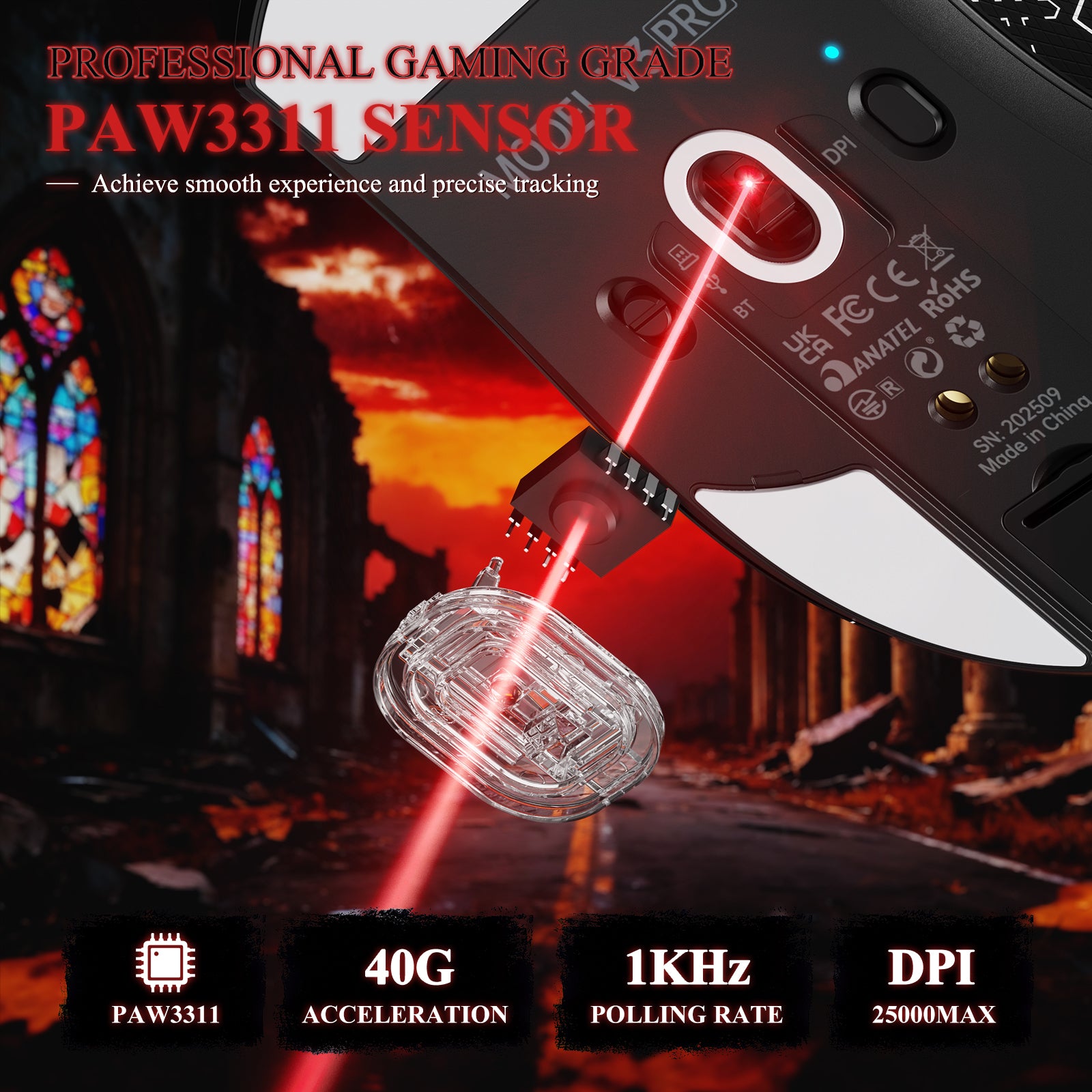 ATTACK SHARK V3PRO Ultra-Lichte Driemodi Gaming Muis met Oplaaddock