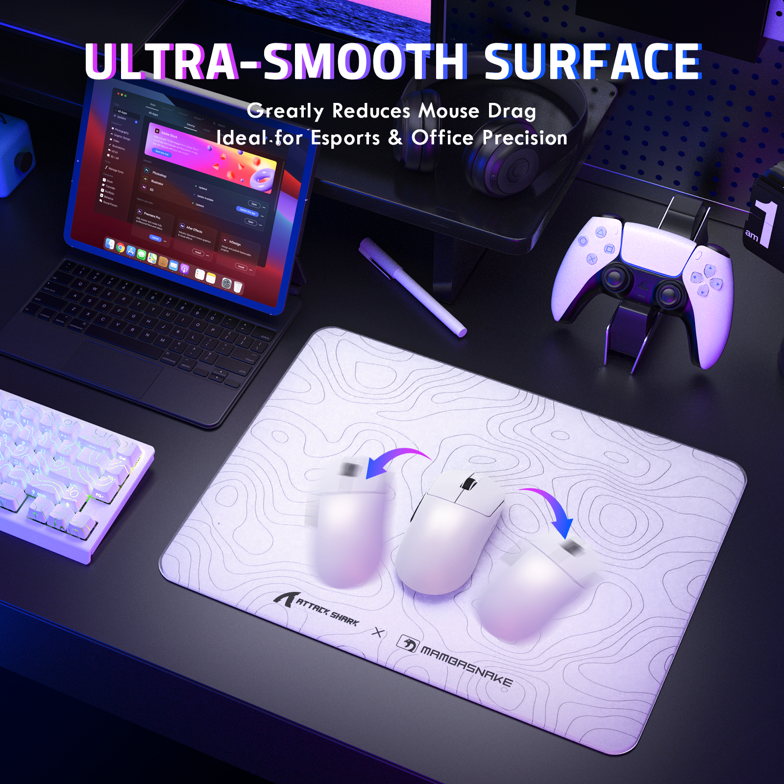 ATTACK SHARK CM05 Gehard Glas Gaming Muismat