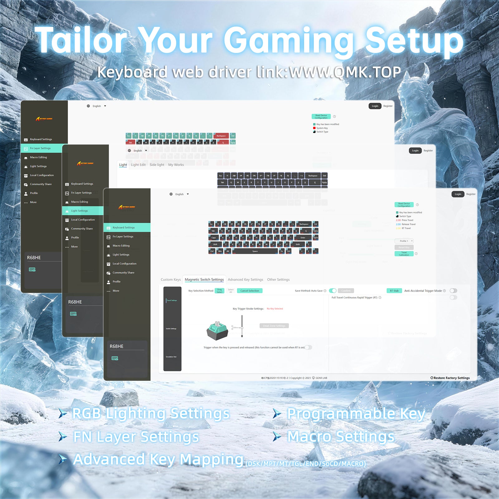 ATTACK SHARK R68 HE Carbon Fiber Wired Rapid Trigger Magnetic Switch Keyboard With C01 Ultra RGB Coiled Cable