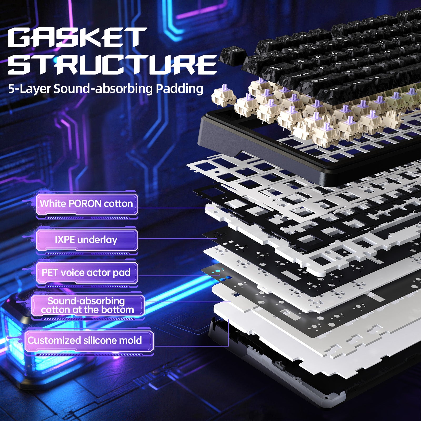 ATTACK SHARK X87 ULTRA Draadloos Gaming Toetsenbord met 8KHz Ontvanger en RGB Opgerolde Kabel