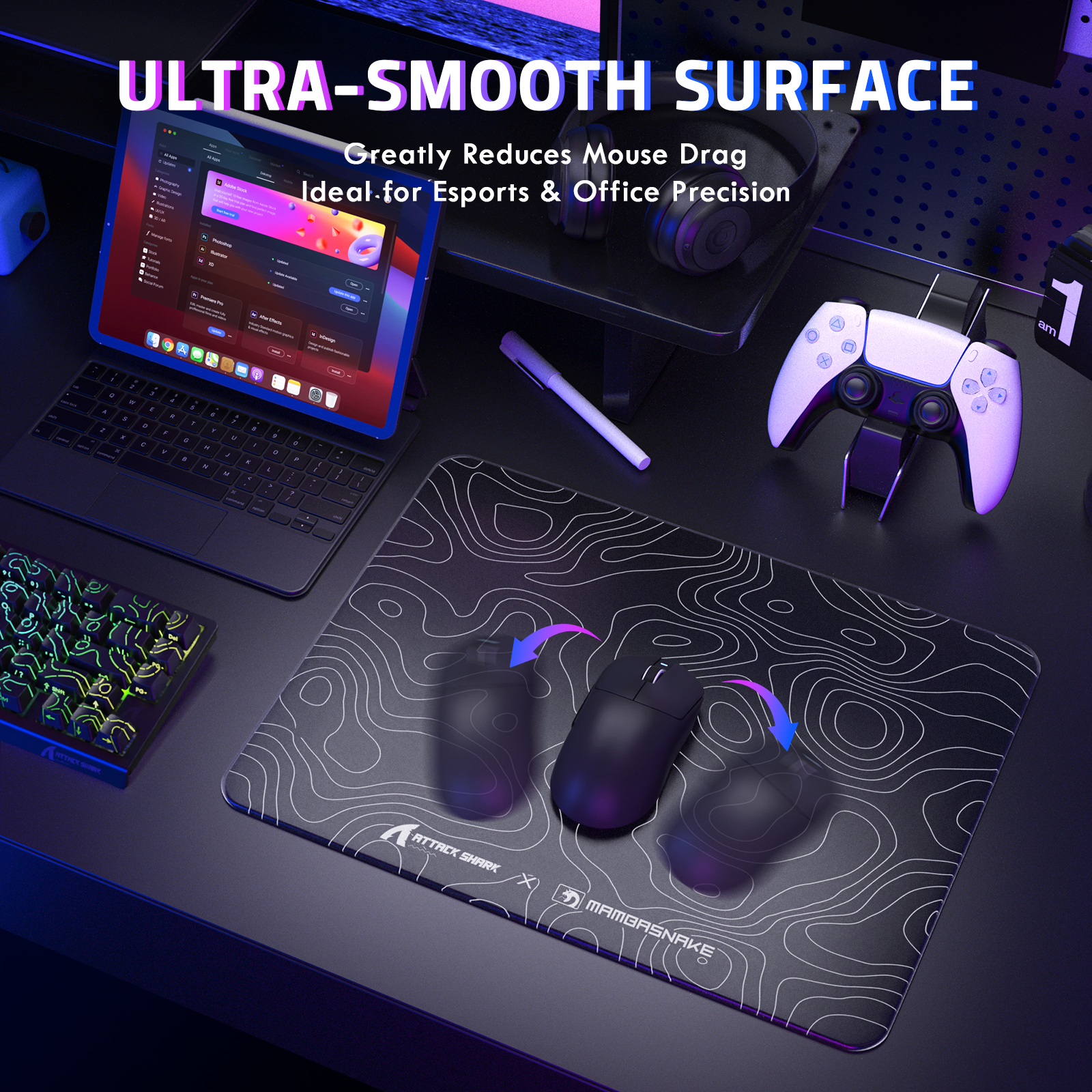 ATTACK SHARK CM05 Gehard Glas Gaming Muismat