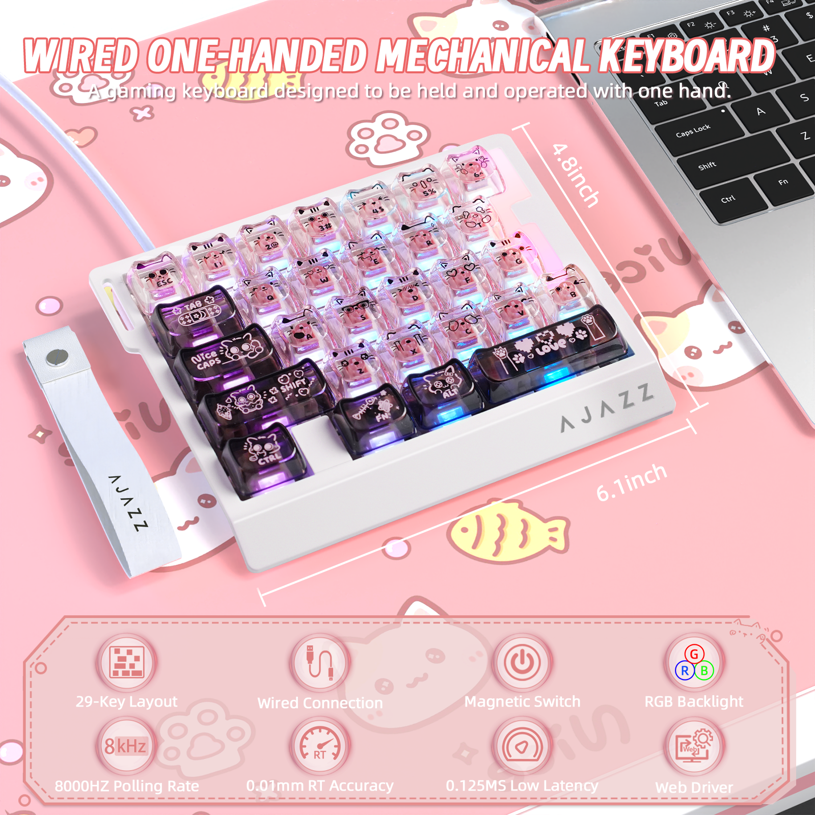 ATTACK SHARK X AJAZZ AK029 Bedraad Eenhandig Gaming Toetsenbord