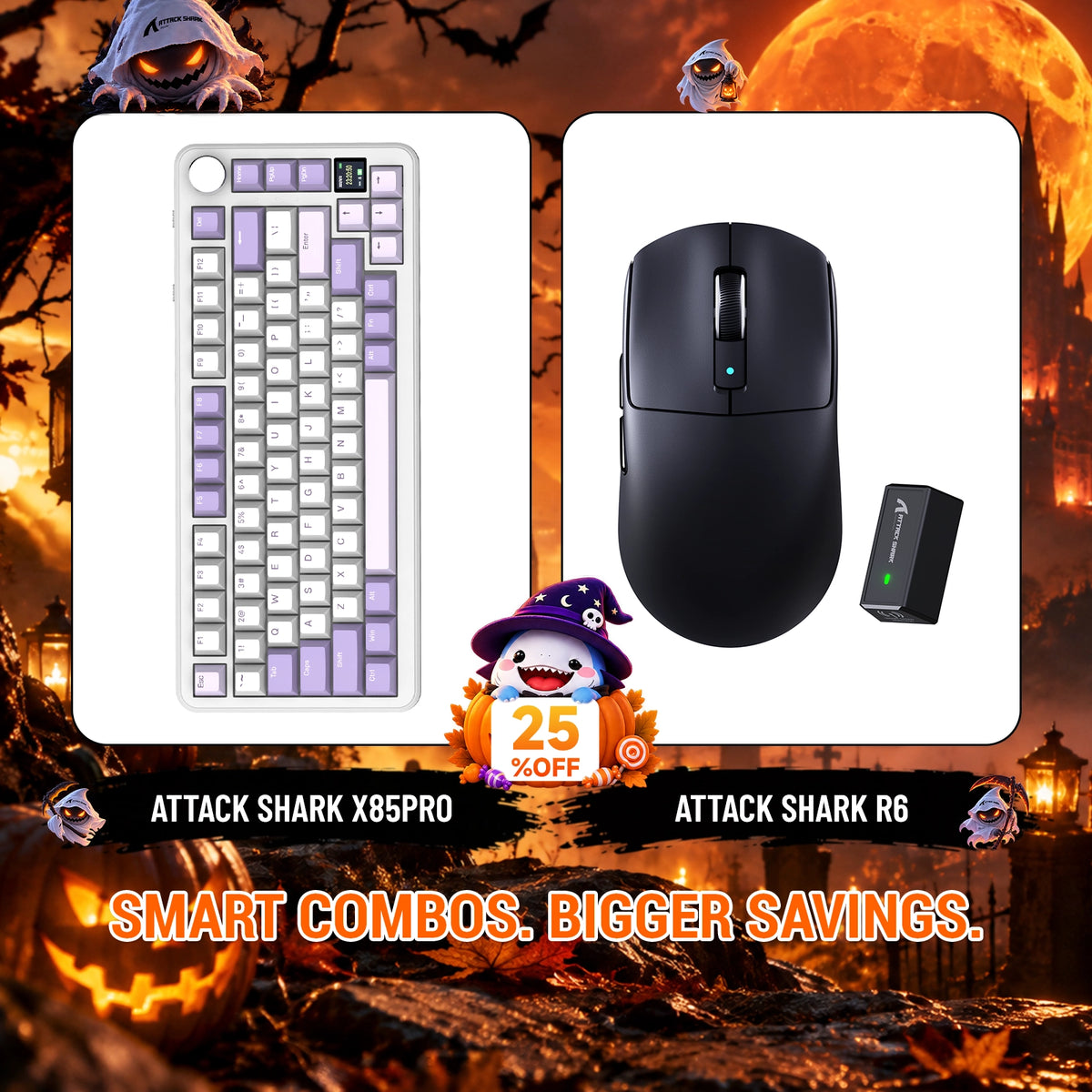 ATTACK SHARK X85 PRO tri-mode mechanisch toetsenbord met gasket-mount + R6 draadloze gamingmuisbundel