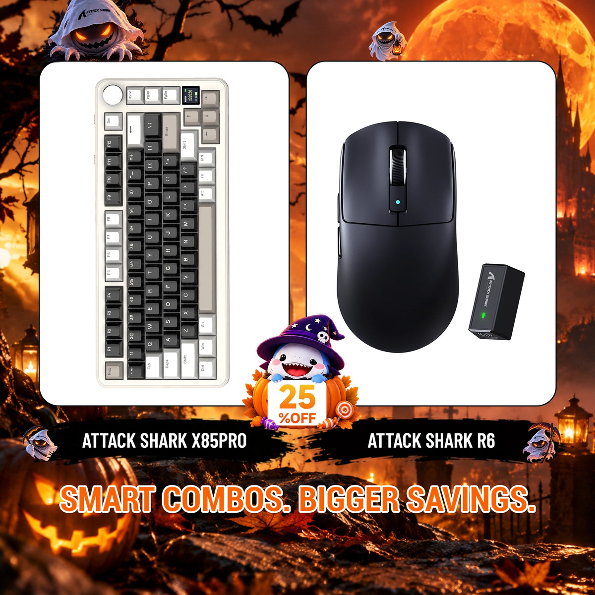 ATTACK SHARK X85 PRO tri-mode mechanisch toetsenbord met gasket-mount + R6 draadloze gamingmuisbundel