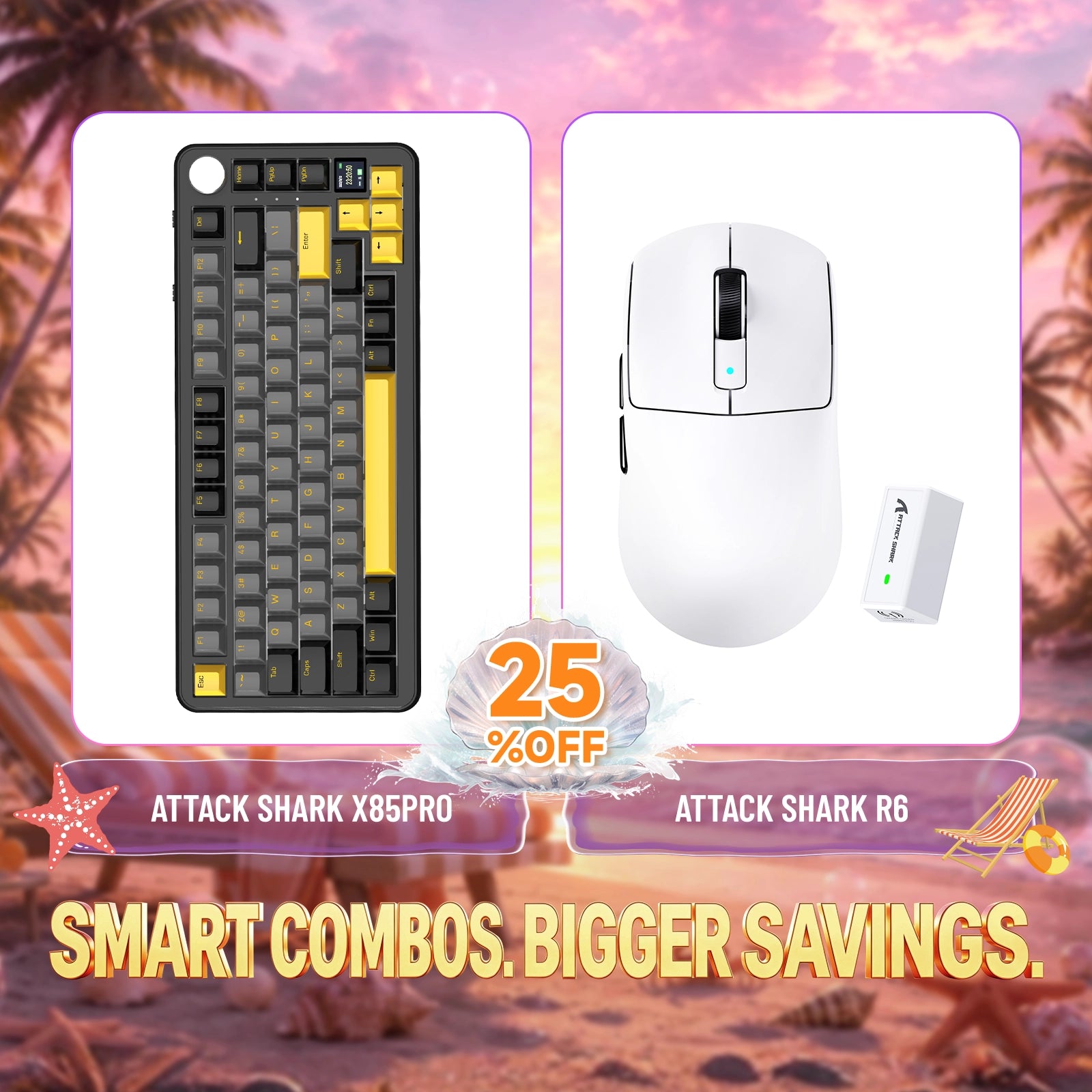 ATTACK SHARK X85PRO Tri-mode Gasket Mechanisch Toetsenbord + R6 Draadloze Gaming Muis Bundel