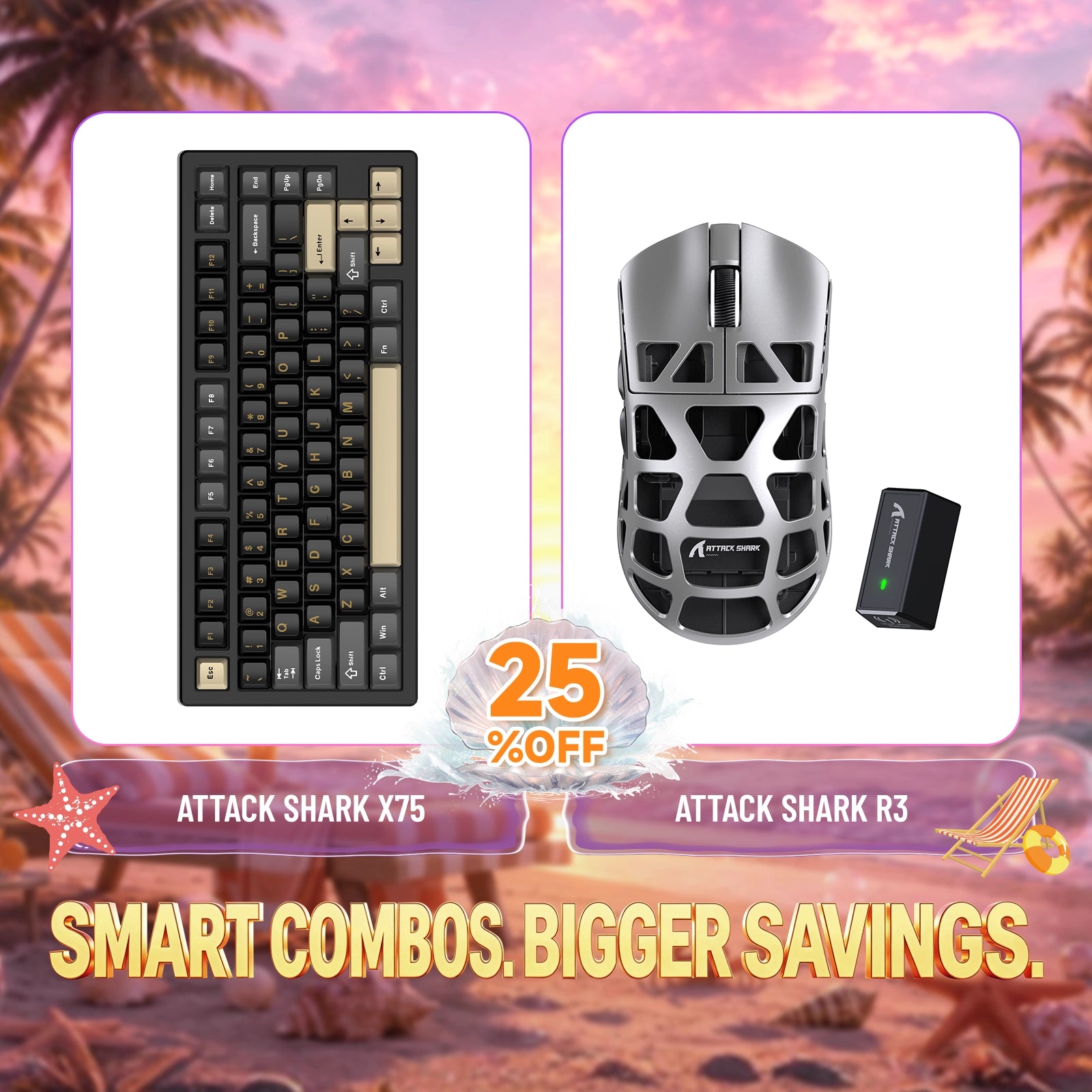 ATTACK SHARK X75 Volledig Aluminium Toetsenbord + R3 Magnesiumlegering Gaming Muis Bundel