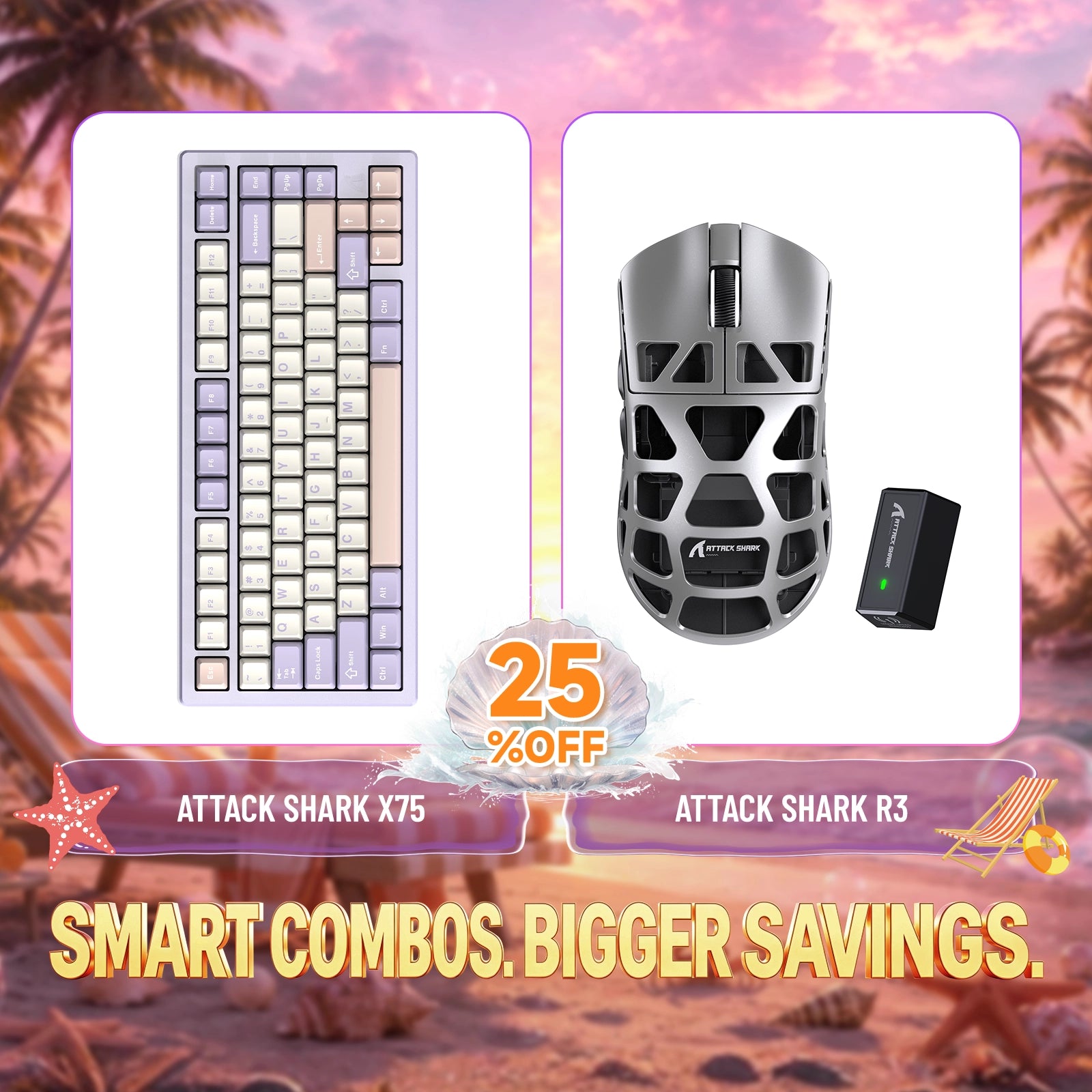 ATTACK SHARK X75 Volledig Aluminium Toetsenbord + R3 Magnesiumlegering Gaming Muis Bundel