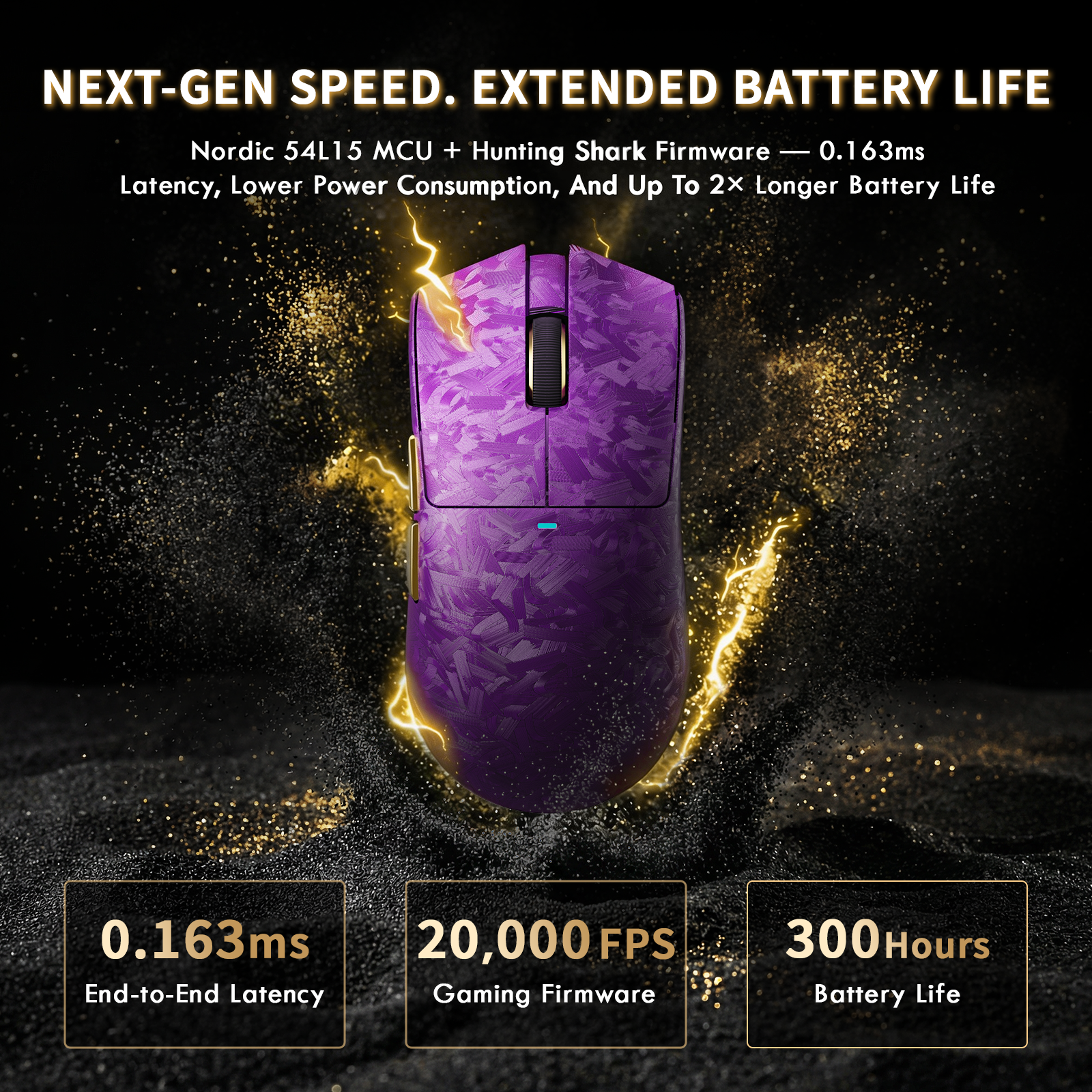 ATTACK SHARK X11 ULTRA Carbon Fiber Wireless Gaming Mouse With C06 Ultra LED Cable