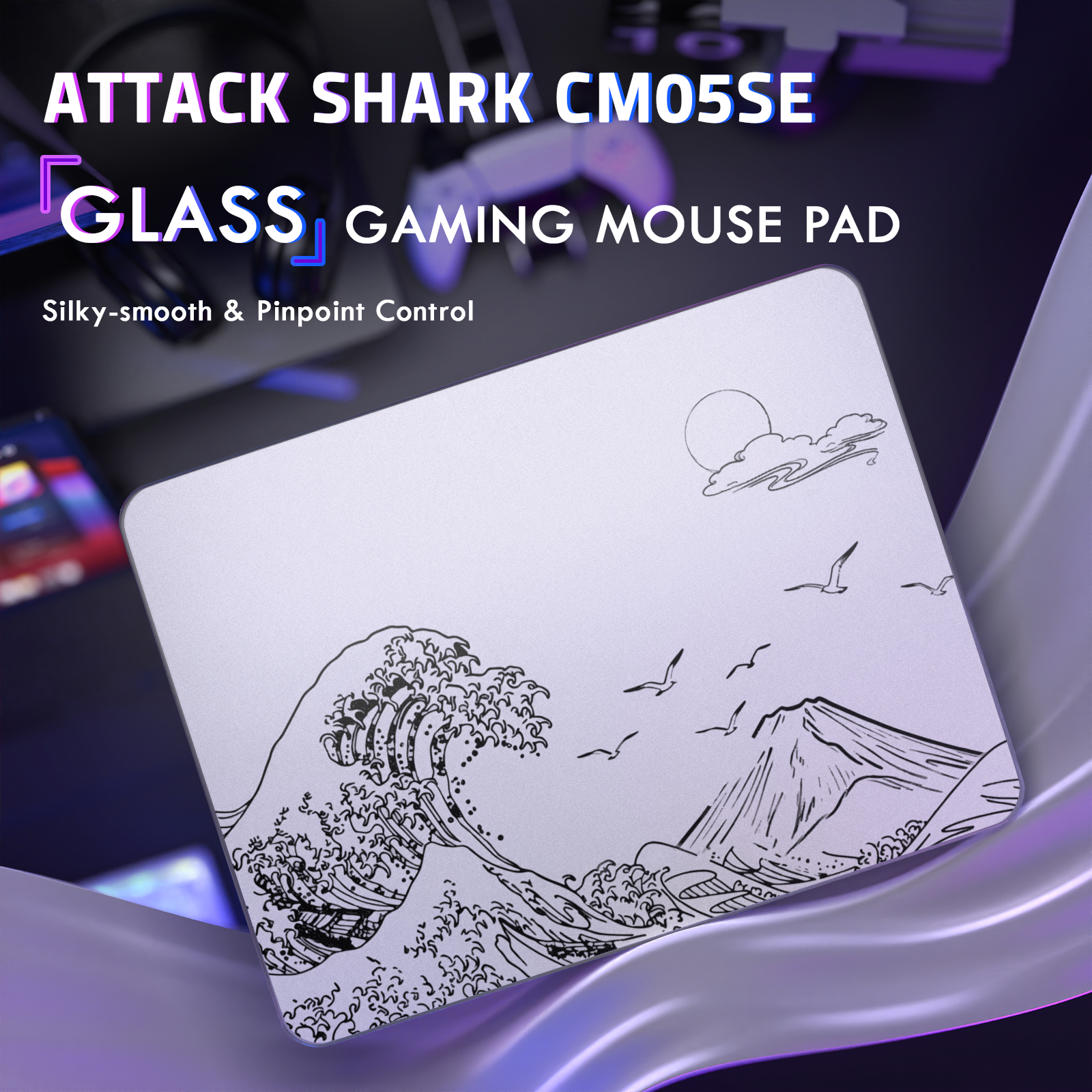 ATTACK SHARK CM05 Gehard Glas Gaming Muismat