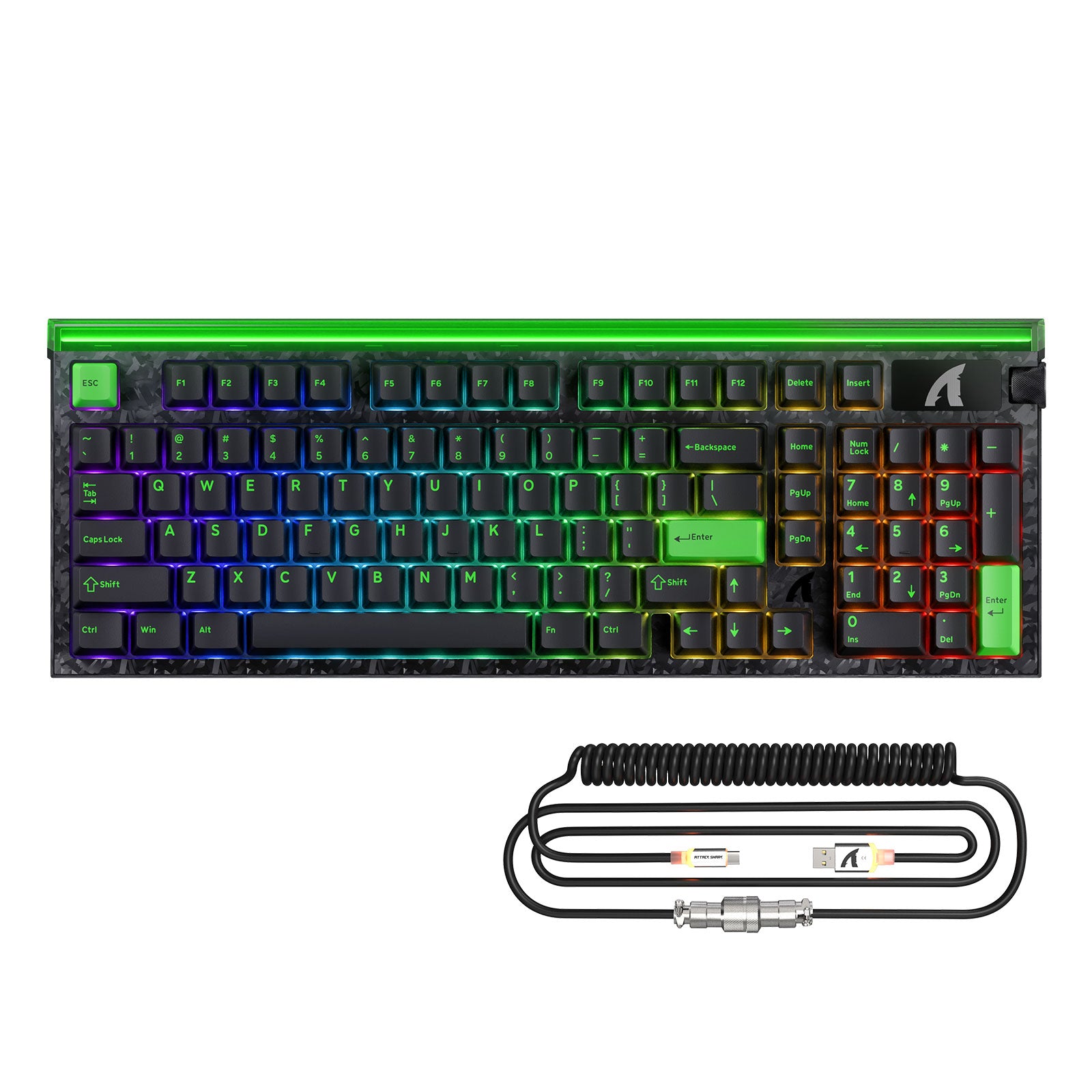 ATTACK SHARK R98 HE Carbon Fiber Bedraad Sneltoets Magnetische Schakelaar Toetsenbord Met C01 Ultra RGB Opgerolde Kabel