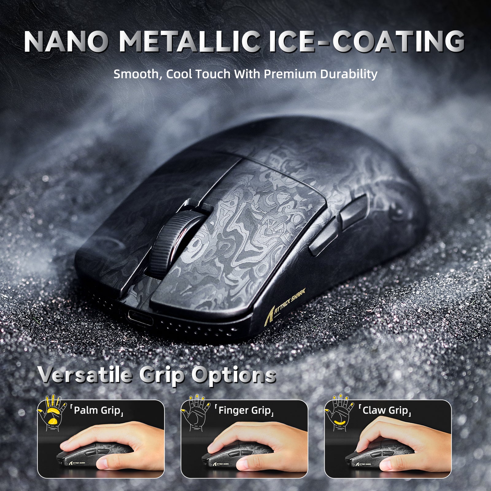ATTACK SHARK R11 ULTRA Carbon Fiber Draadloze 8K PAW3950MAX Gaming Muis met C06 Ultra LED Kabel