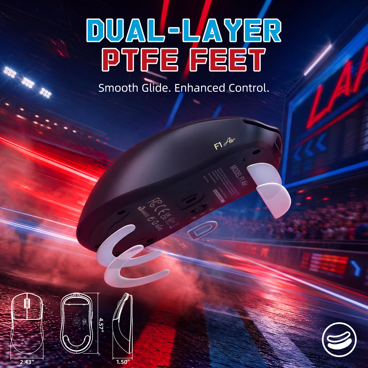 ATTACK SHARK F1 AIR 39g draadloze gamingmuis met PAW3955MAX en C06 Ultra-kabel