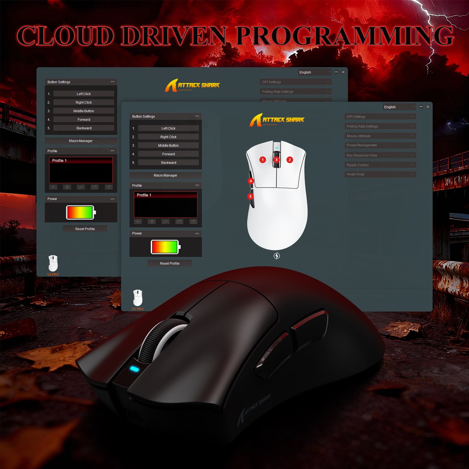 ATTACK SHARK V3PRO Ultra-Lichte Driemodi Gaming Muis met Oplaaddock