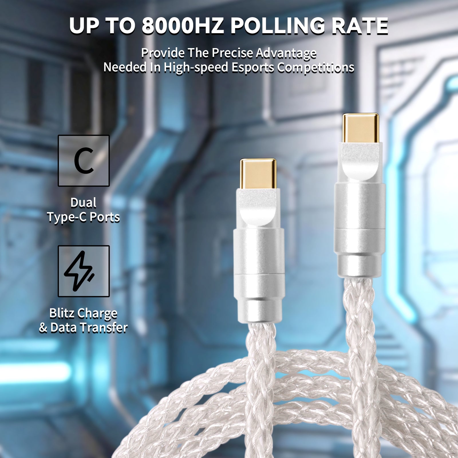 ATTACK SHARK C07 PRO 2-In-1 Type C Kabel voor 8KHz Gaming Toetsenbord/Muis