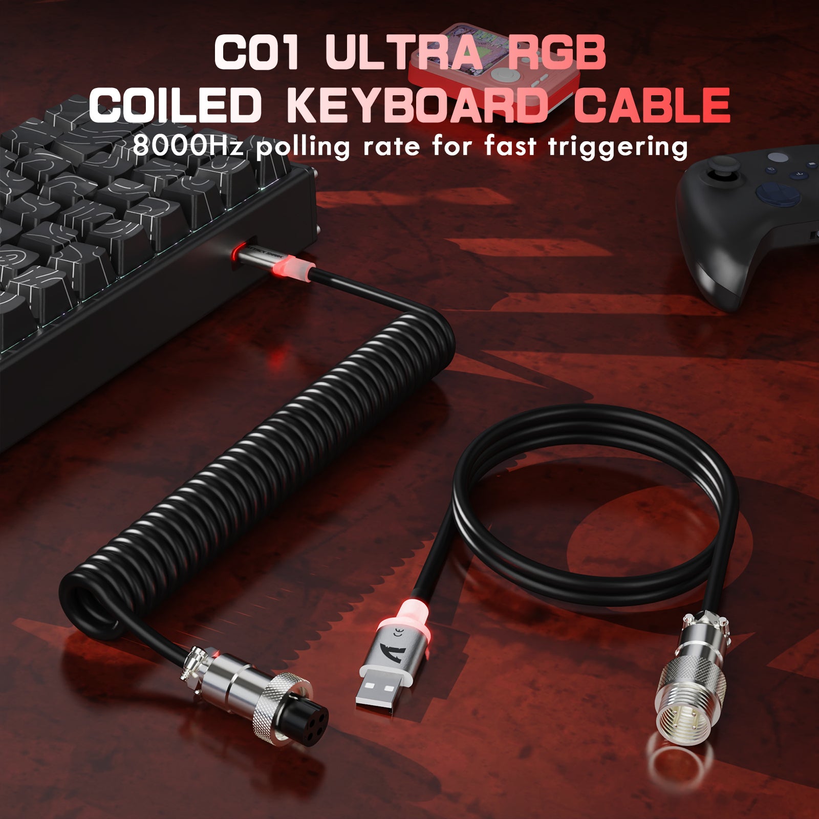 ATTACK SHARK X68MAX HE Rapid Trigger CNC Aluminium Toetsenbord Magnetische Schakelaar met C01Ultra RGB Opgerolde Kabel