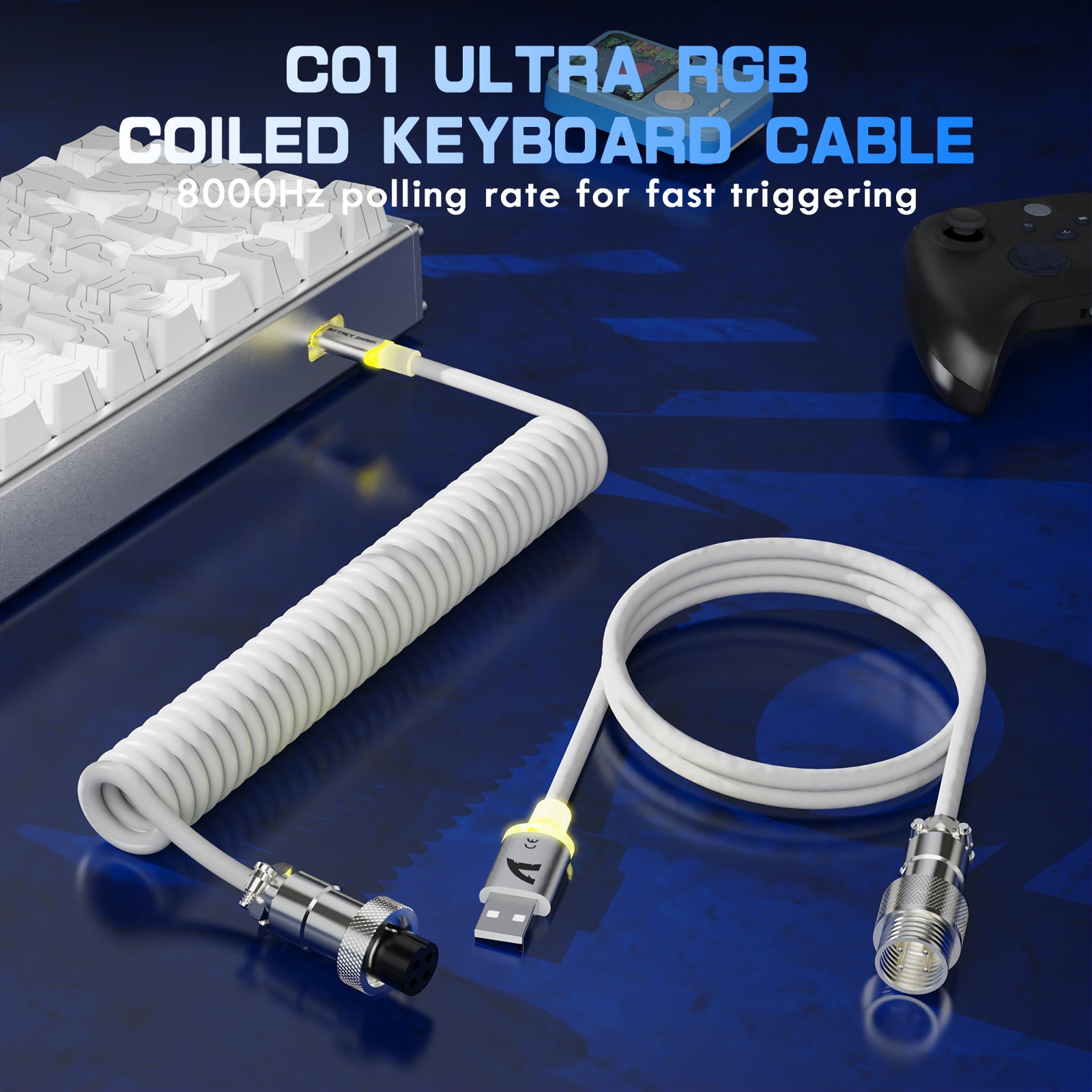 ATTACK SHARK X68MAX HE Rapid Trigger CNC Aluminium Toetsenbord Magnetische Schakelaar met C01Ultra RGB Opgerolde Kabel