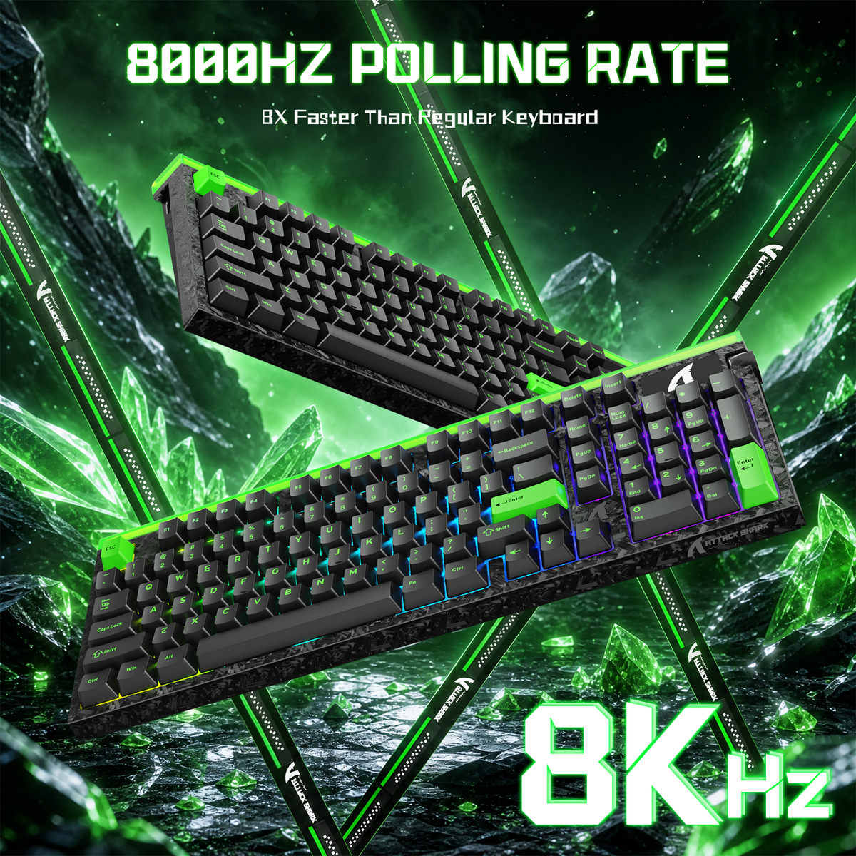ATTACK SHARK R98 HE Carbon Fiber Bedraad Sneltoets Magnetische Schakelaar Toetsenbord Met C01 Ultra RGB Opgerolde Kabel