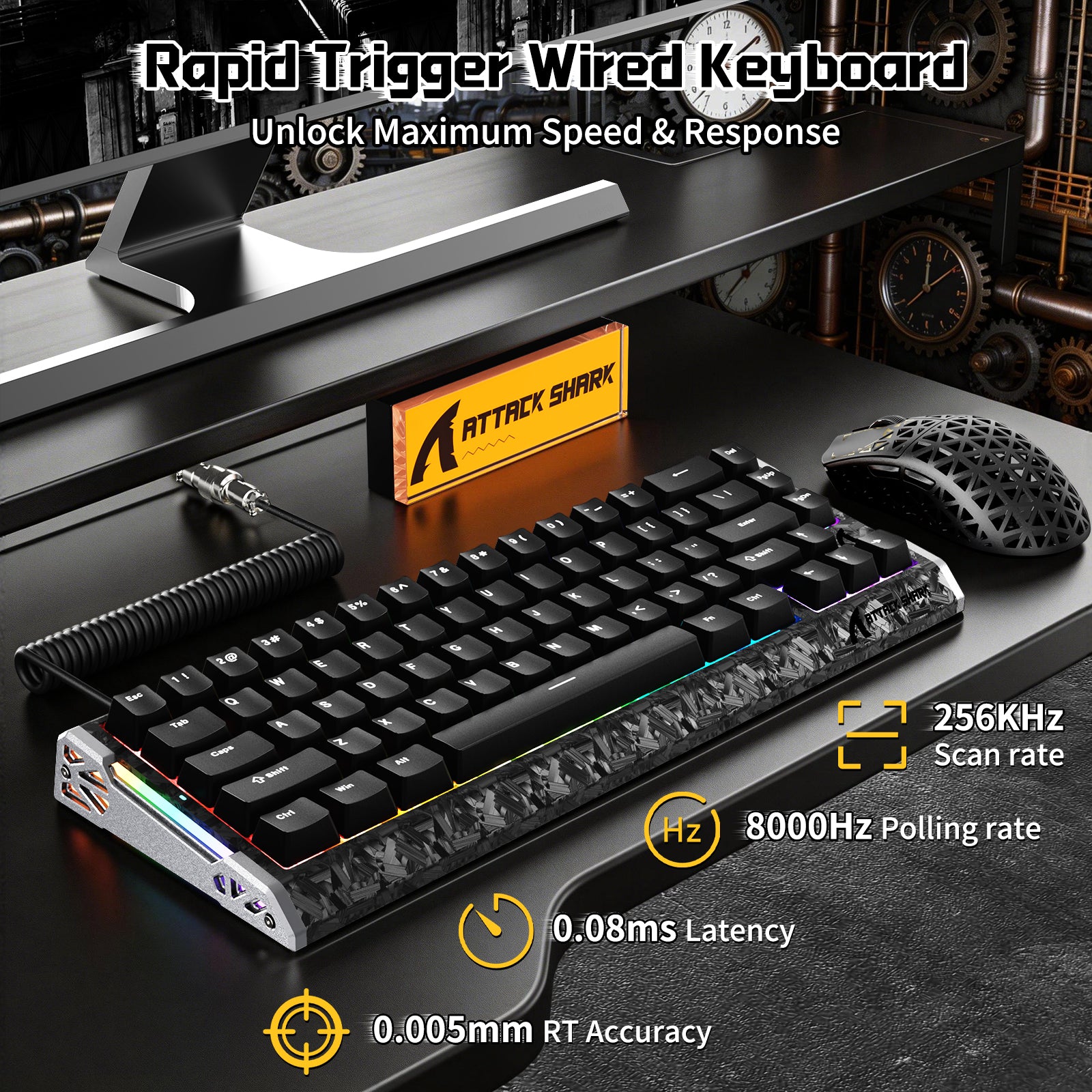 ATTACK SHARK R68 HE & R5 ULTRA Carbon Fiber Gaming Bundel met C01 ULTRA Opgerolde Kabel