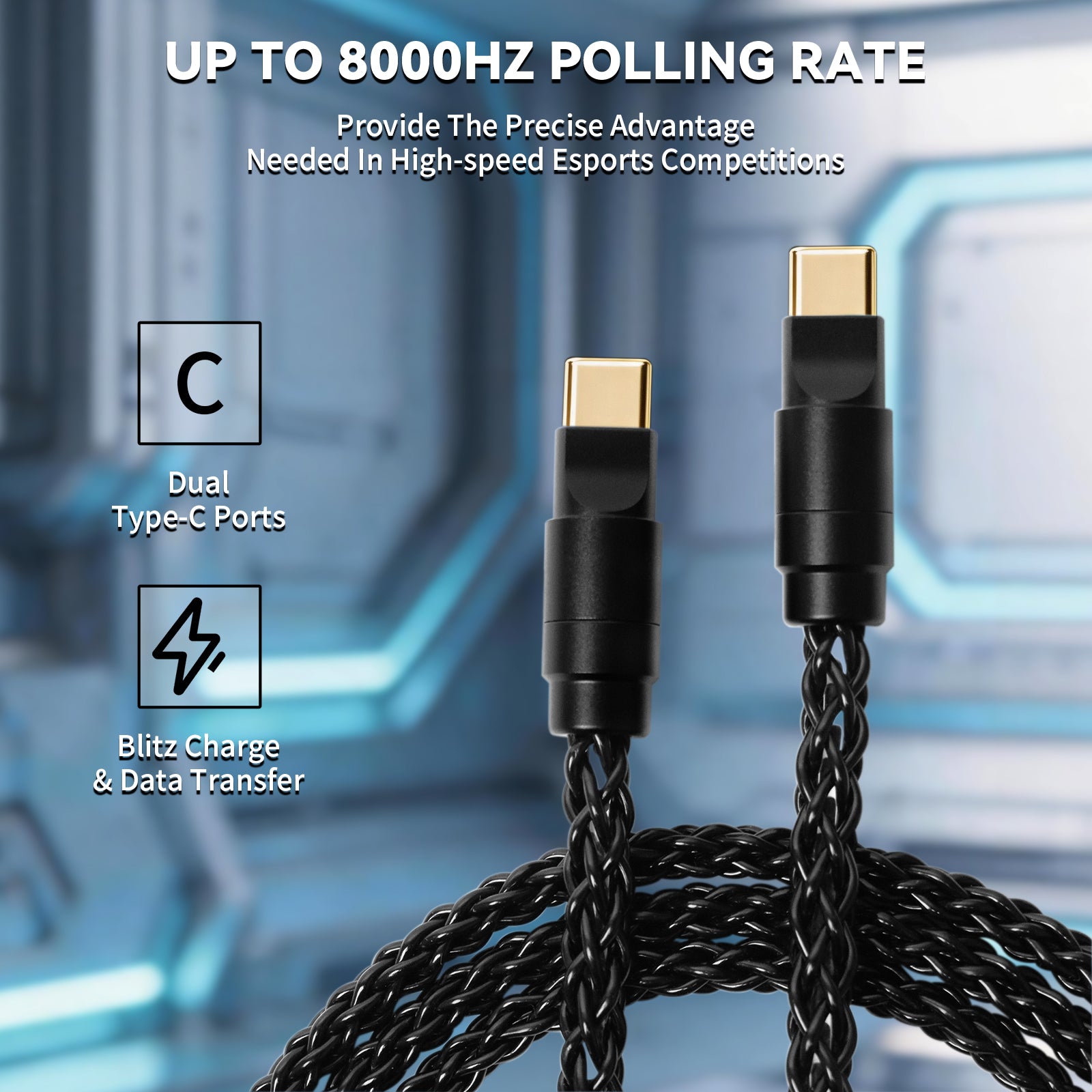 ATTACK SHARK C07 PRO 2-In-1 Type C Kabel voor 8KHz Gaming Toetsenbord/Muis