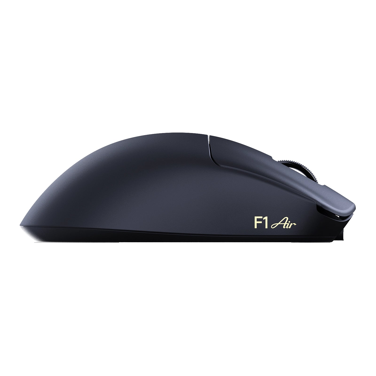 Black ATTACK SHARK F1 Air wireless gaming mouse side view with low-profile shell