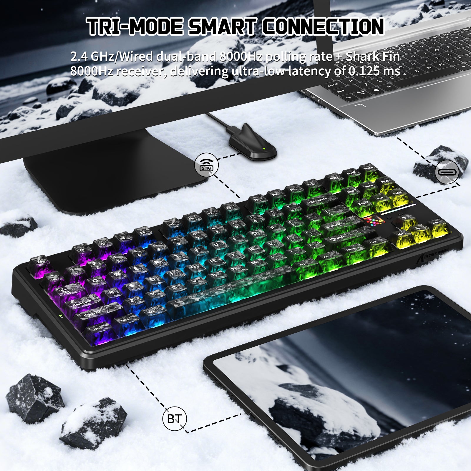 ATTACK SHARK X87 ULTRA Draadloos Mechanisch Toetsenbord Met 8K Draadloze Ontvanger