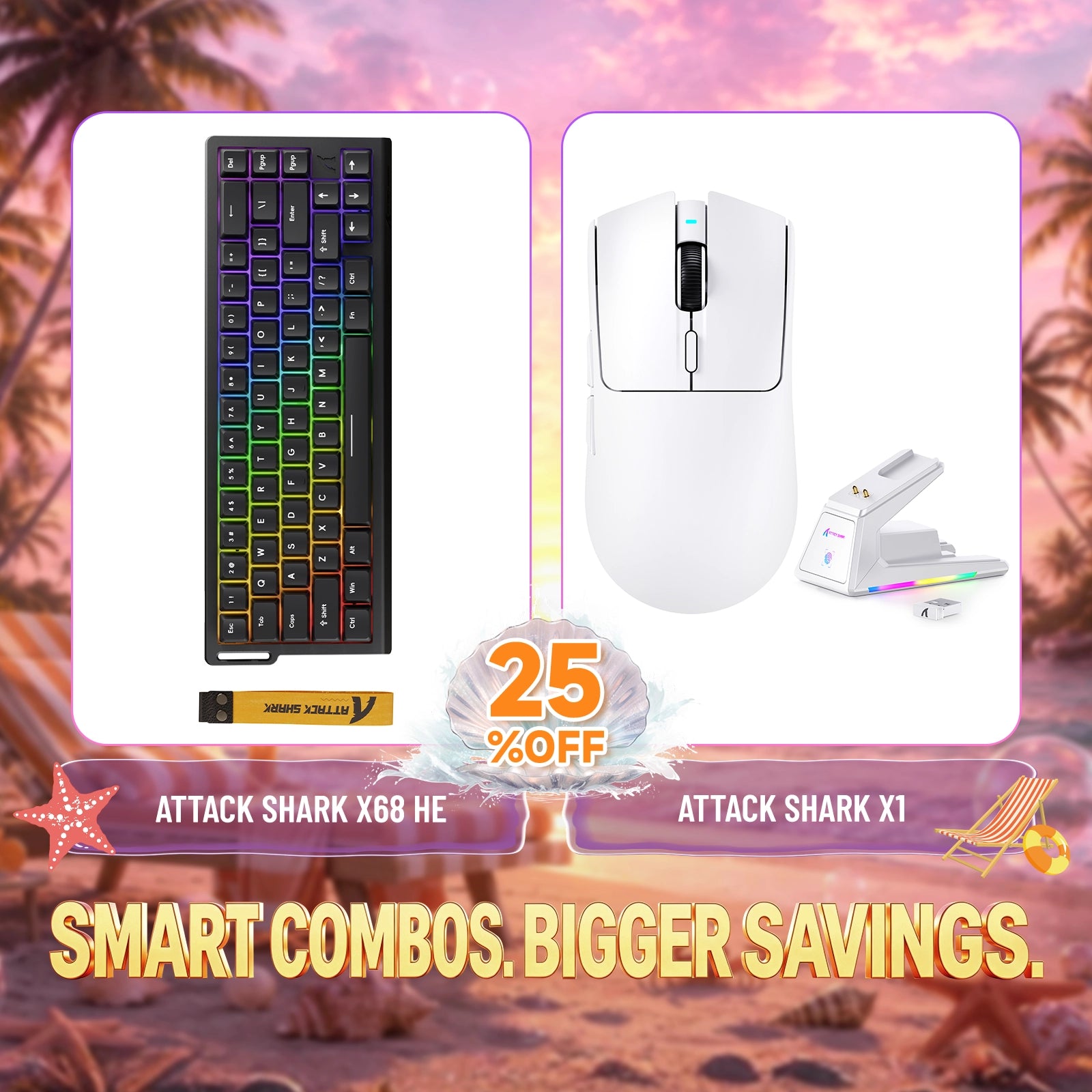 ATTACK SHARK X68HE Rapid Trigger Toetsenbord + X1 Draadloze Gaming Muis Bundel