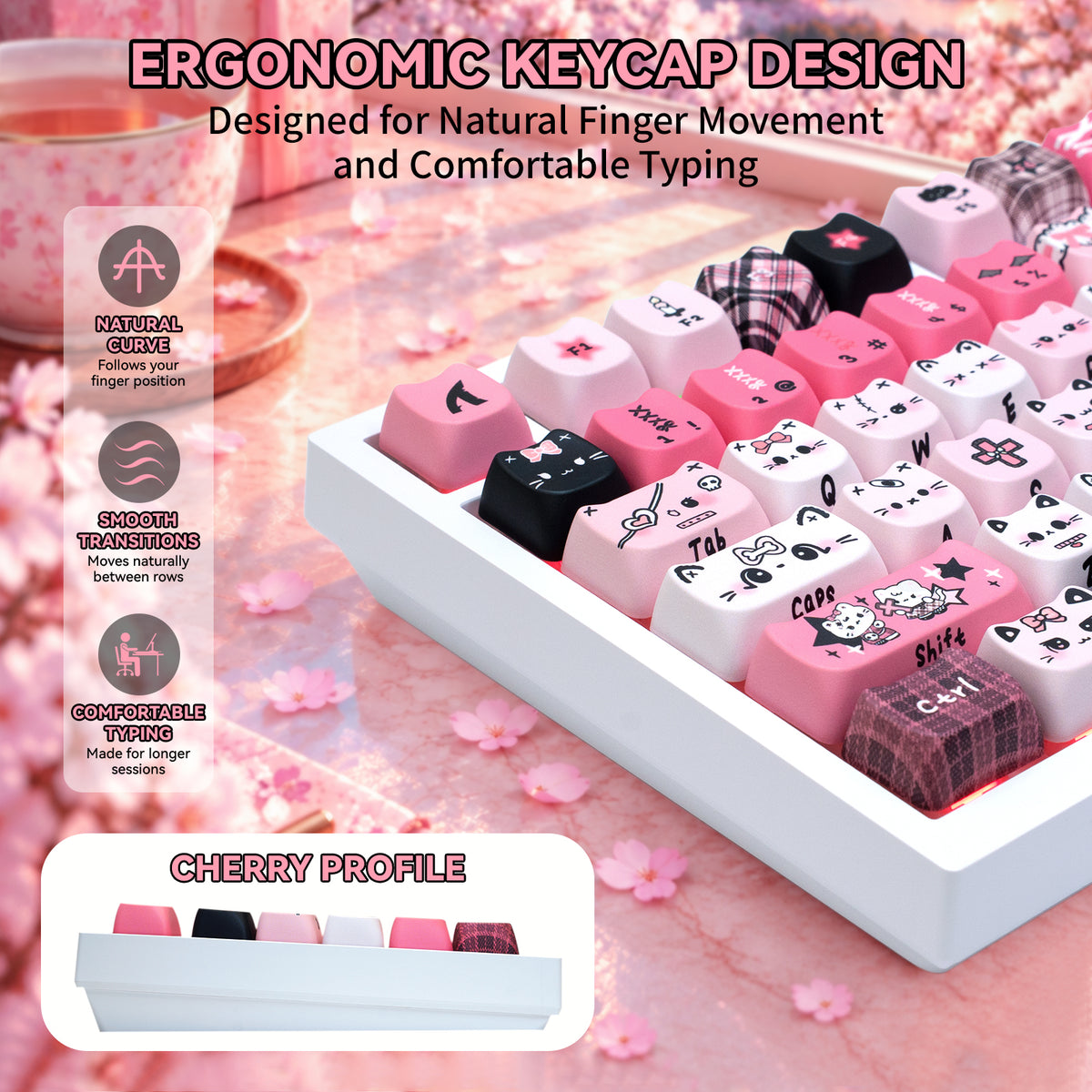 ATTACK SHARK SK05 118/119 toetsen, PBT-keycaps, MOA, ANSI