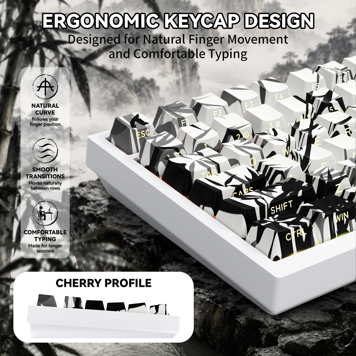 ATTACK SHARK SK02 129 toetsen PBT-keycaps met opdruk aan de zijkant, ANSI/ISO, Dolende Ridder