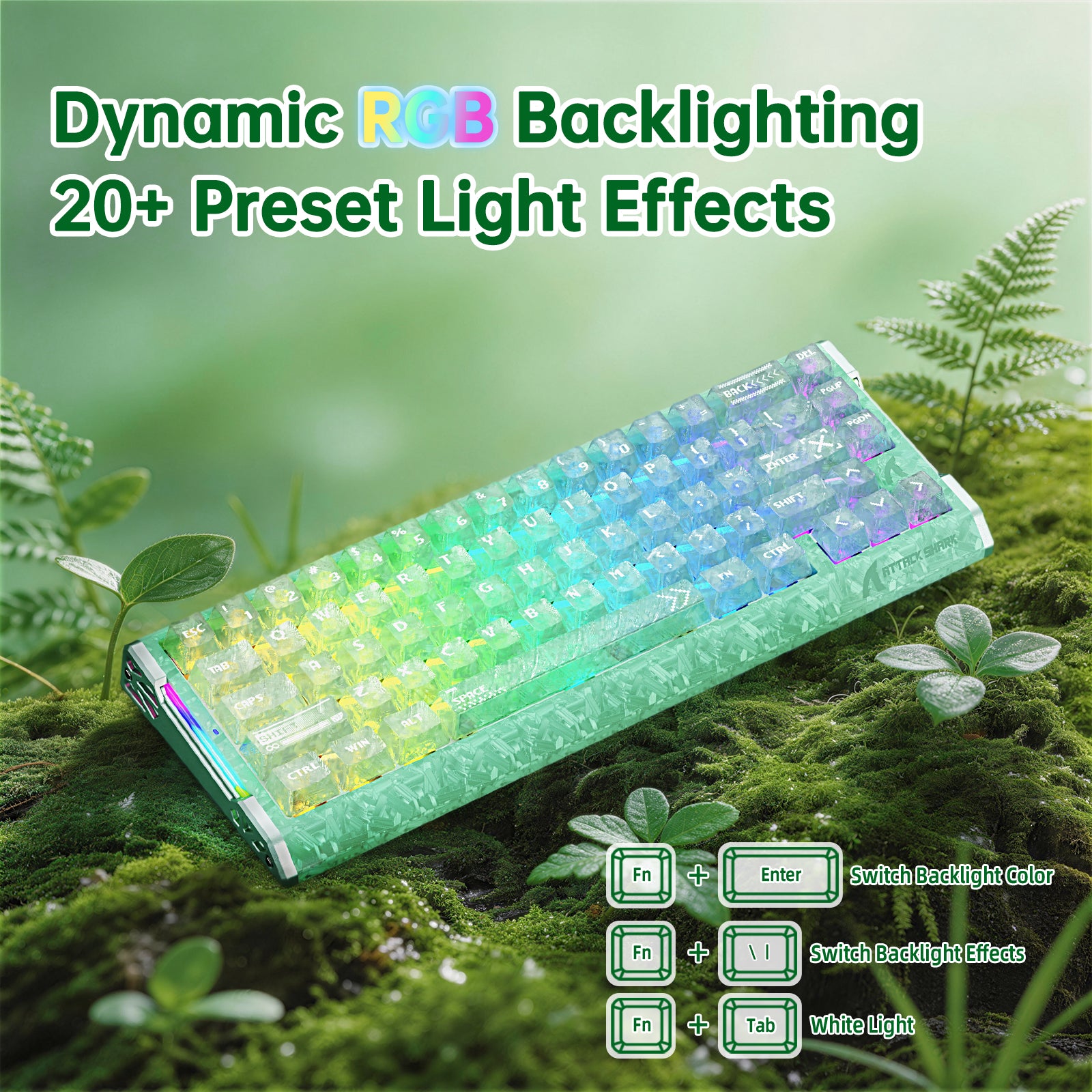 ATTACK SHARK R68 HE Carbon Fiber Wired Rapid Trigger Magnetic Switch Keyboard With C01 Ultra RGB Coiled Cable