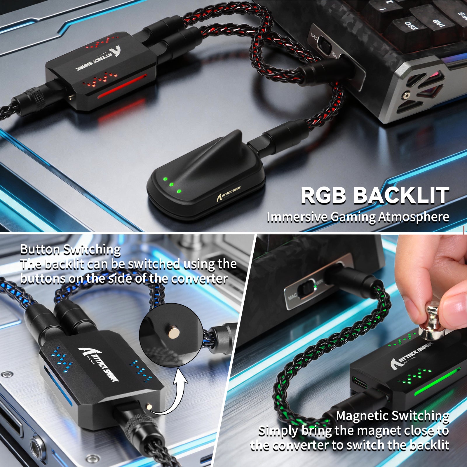 ATTACK SHARK C07 PRO 2-In-1 Type C Kabel voor 8KHz Gaming Toetsenbord/Muis